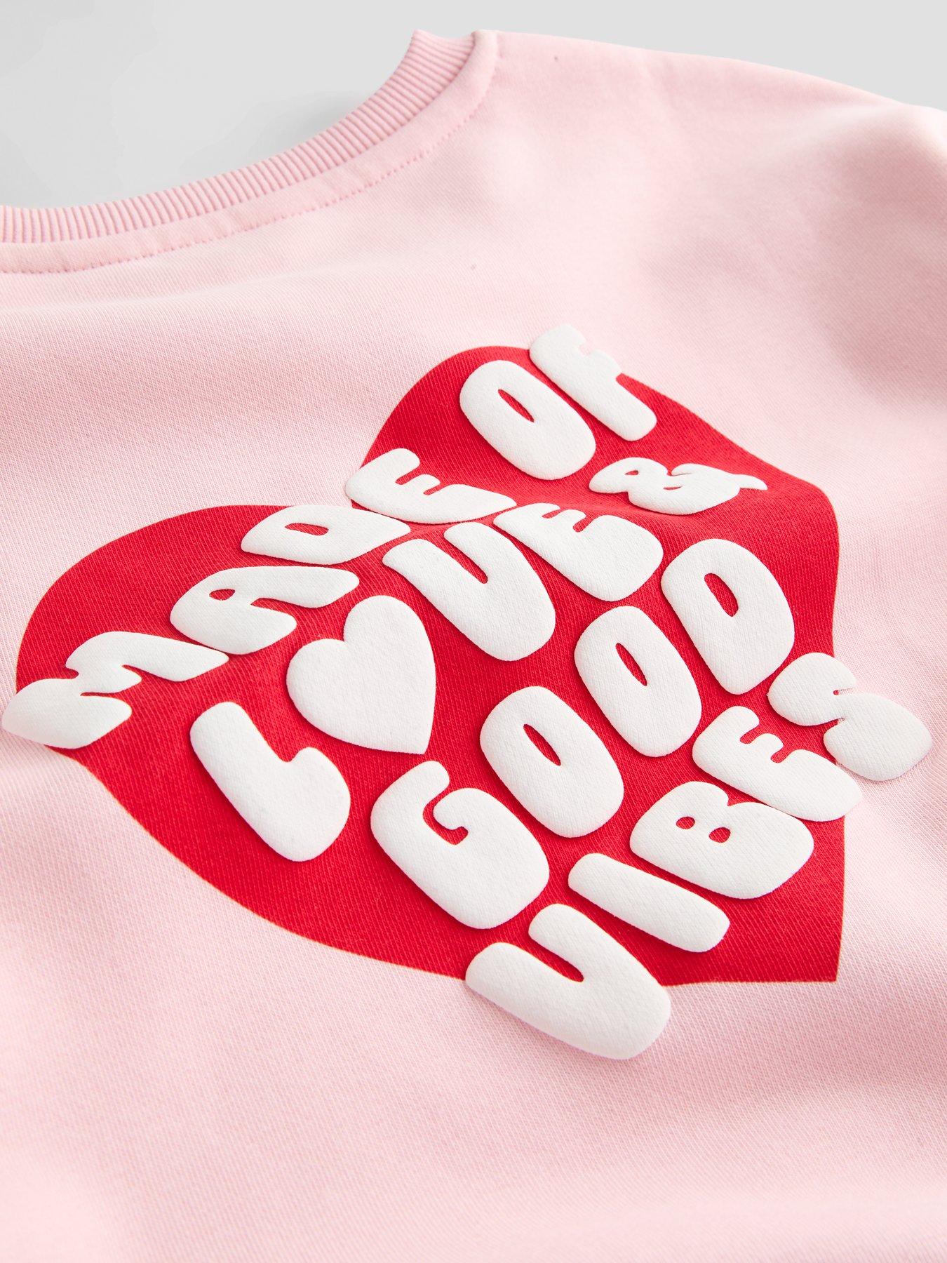 Image 4 of 5 of The Very Collection Girls Heart Print Back Print Sweat (5 - 16 years) - Pink