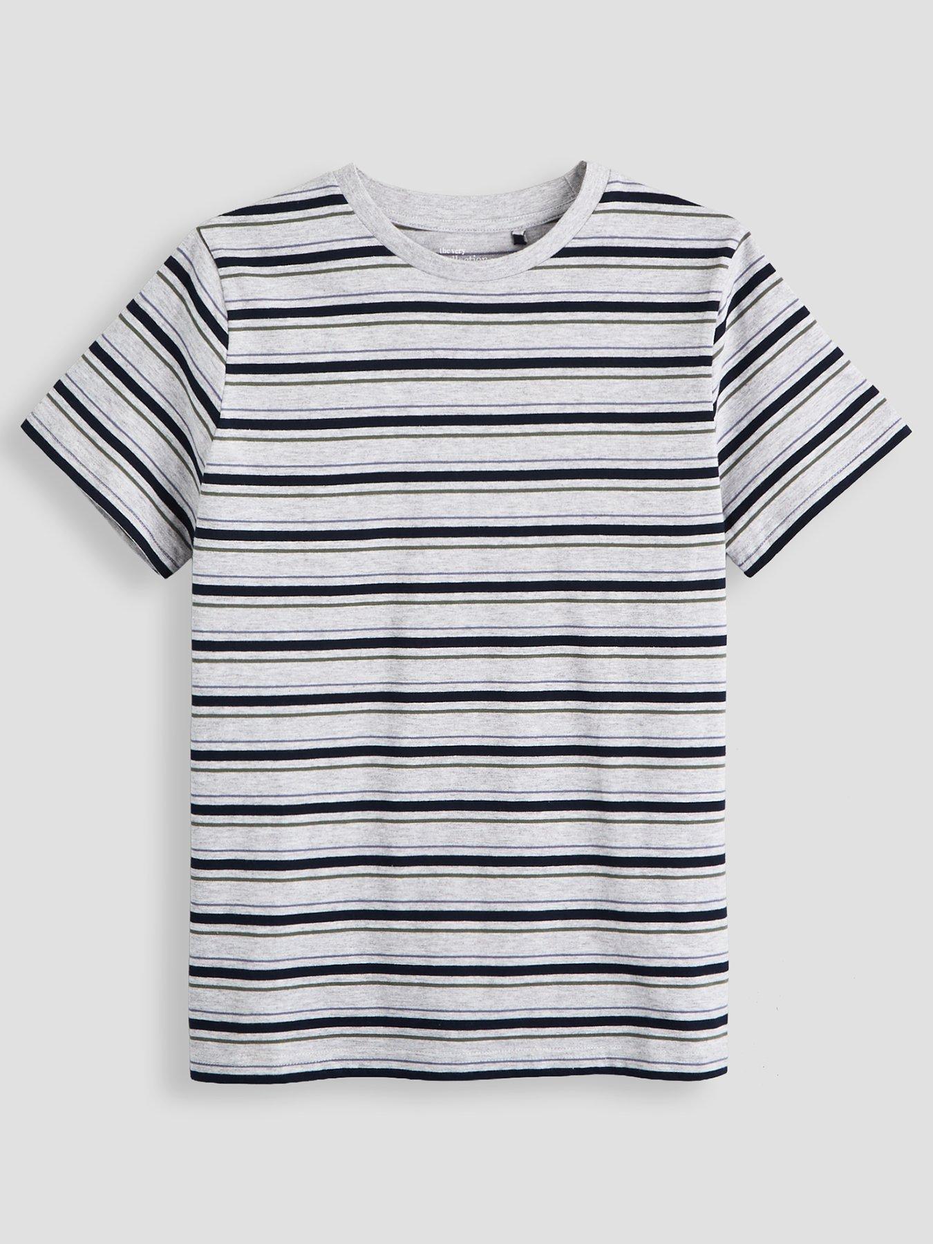 The Very Collection Boys Cotton Rich Stripe Short Sleeve Basic T-shirt