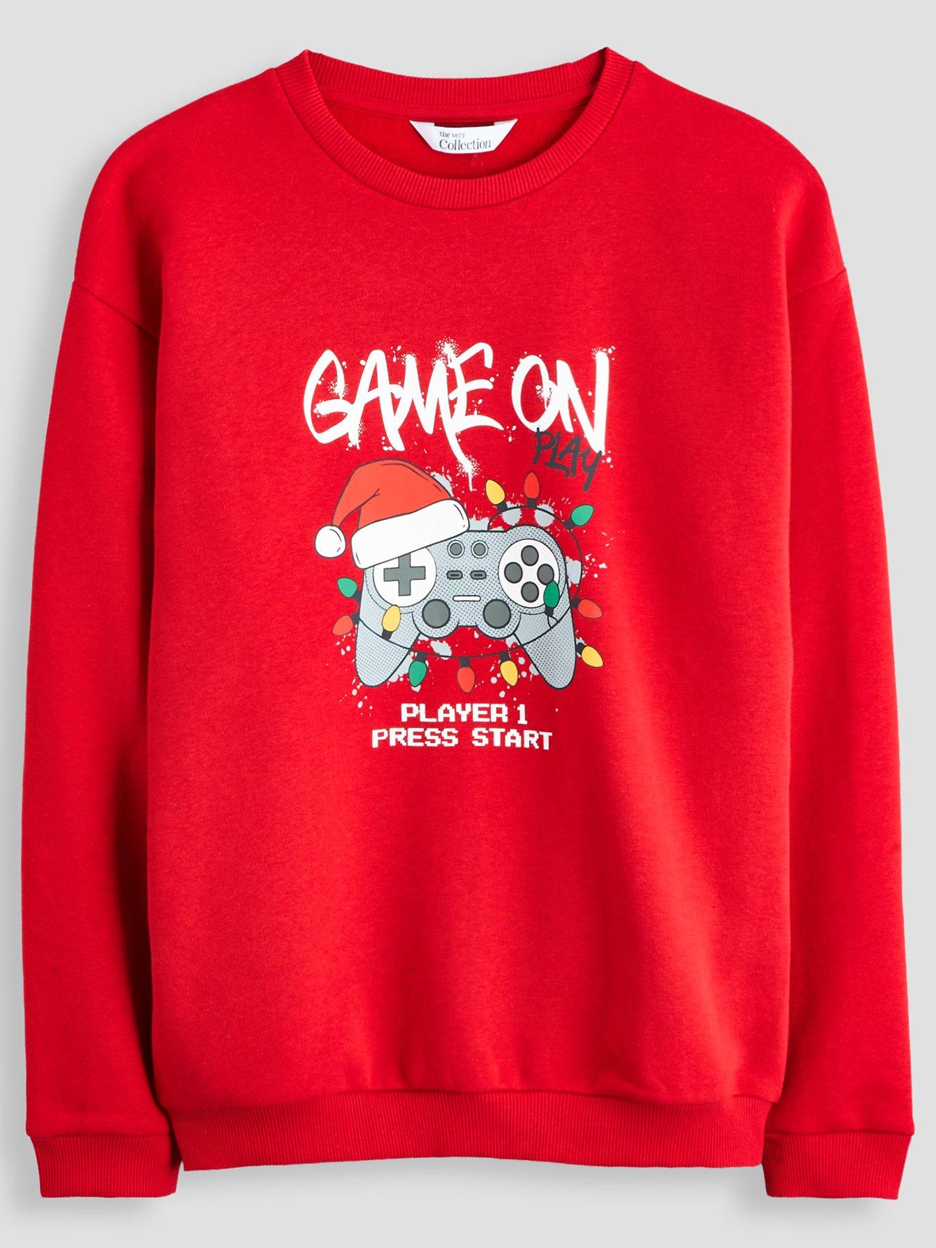 Image 1 of 5 of The Very Collection Boy's Christmas Gaming Basic Sweatshirt - Red
