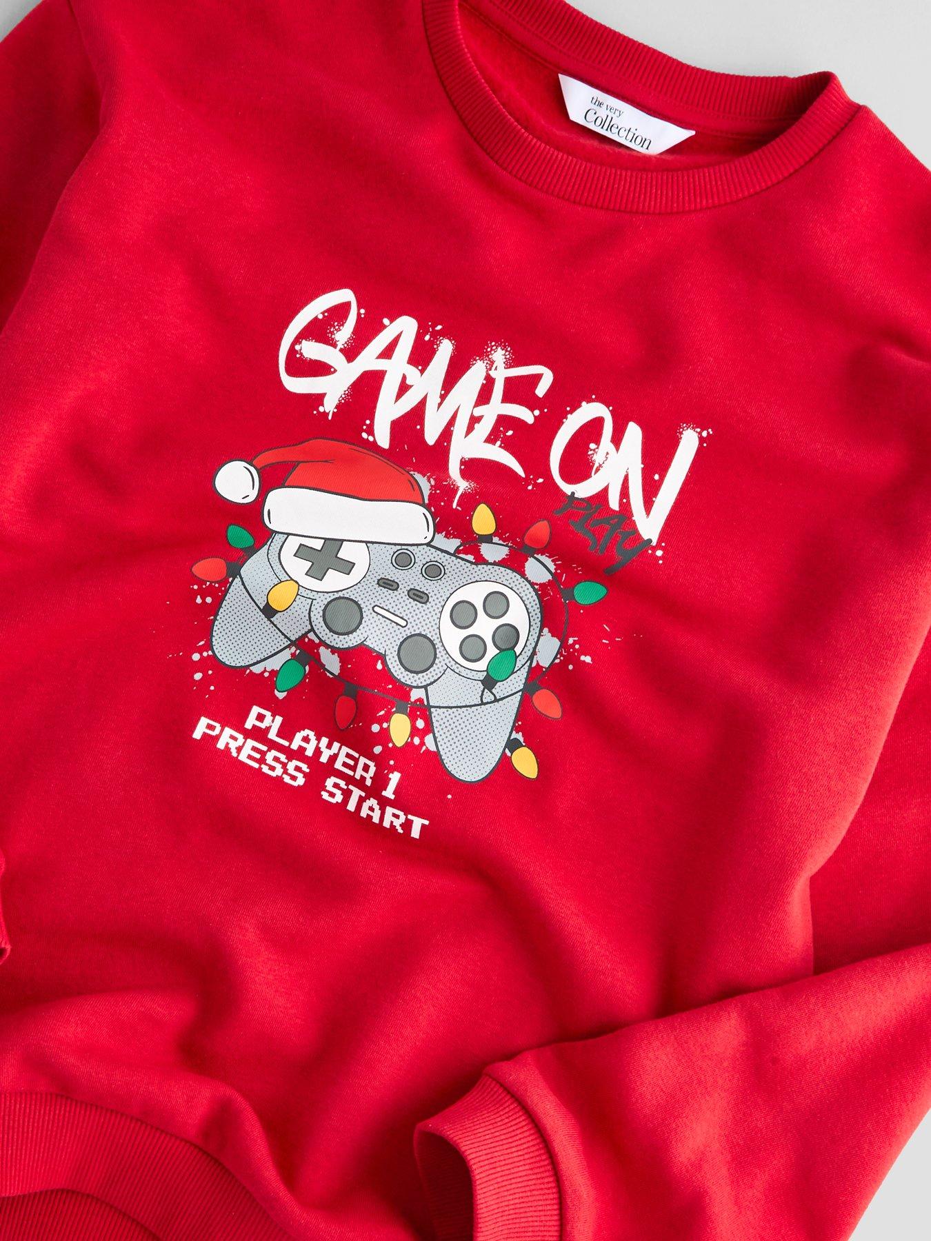 Image 3 of 5 of The Very Collection Boy's Christmas Gaming Basic Sweatshirt - Red