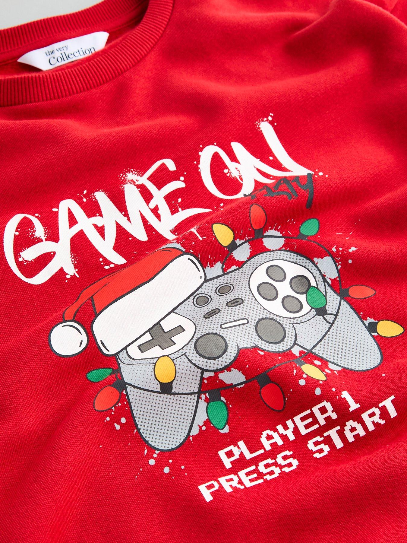 Image 4 of 5 of The Very Collection Boy's Christmas Gaming Basic Sweatshirt - Red
