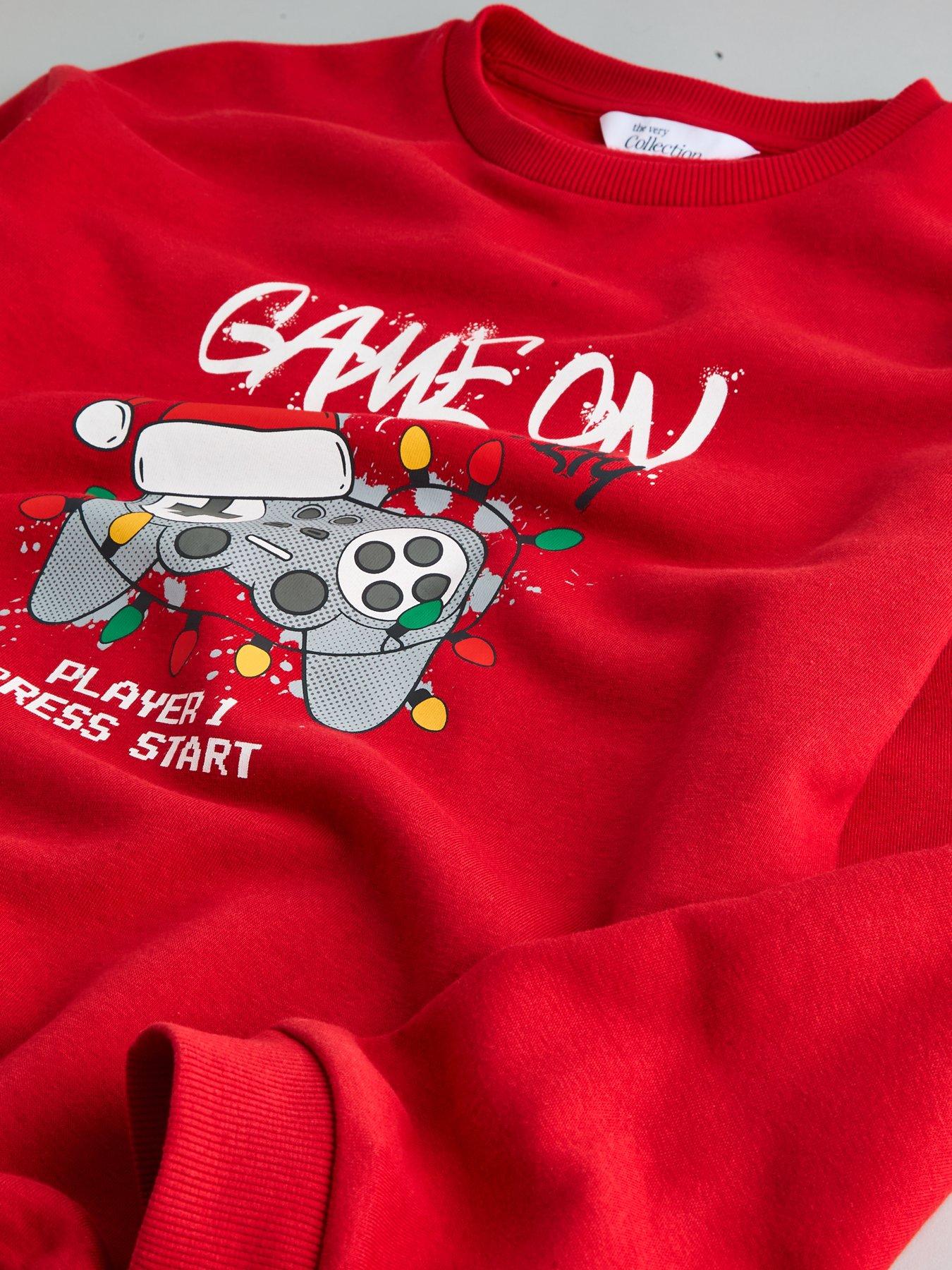 Image 5 of 5 of The Very Collection Boy's Christmas Gaming Basic Sweatshirt - Red