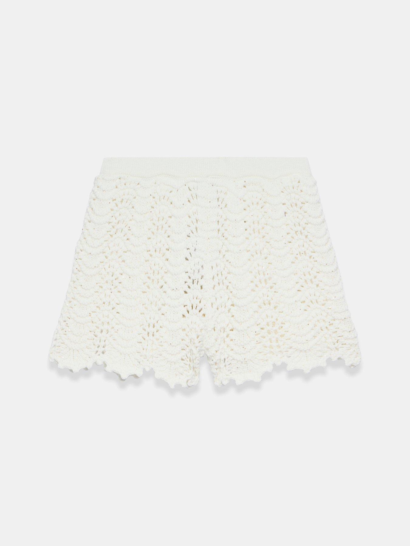 Image 5 of 6 of Mint Velvet Ivory Sparkle Crochet Short