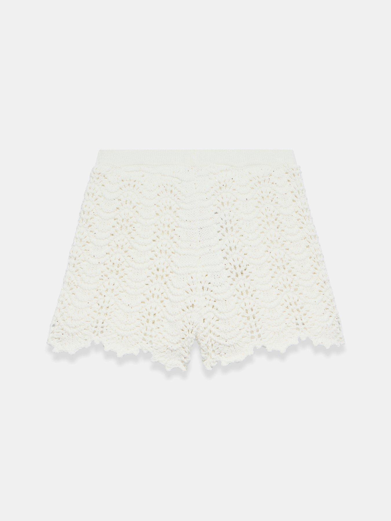 Image 6 of 6 of Mint Velvet Ivory Sparkle Crochet Short