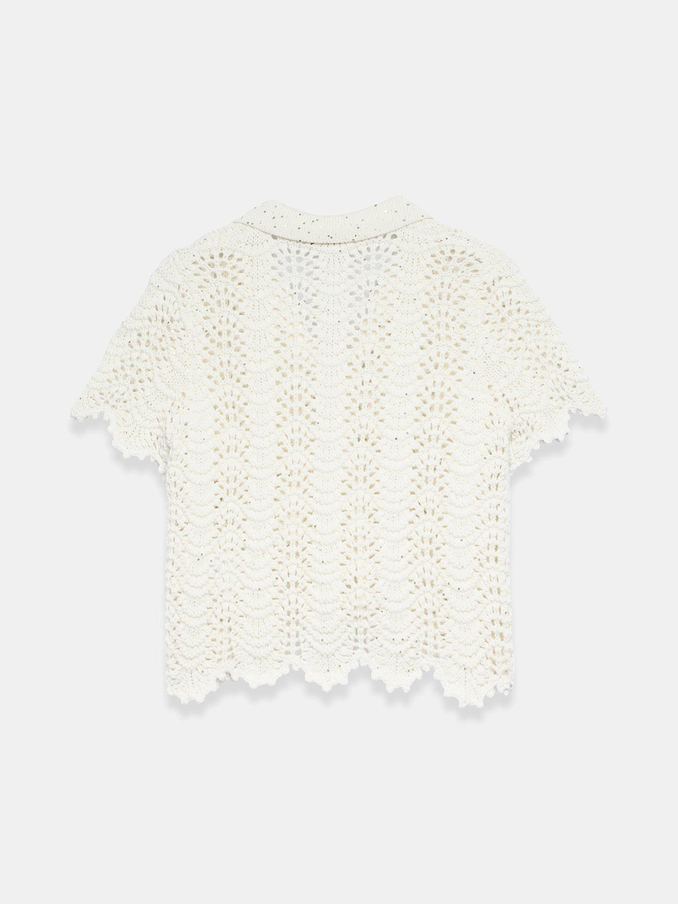 Image 6 of 6 of Mint Velvet Ivory Sparkle Crochet Top