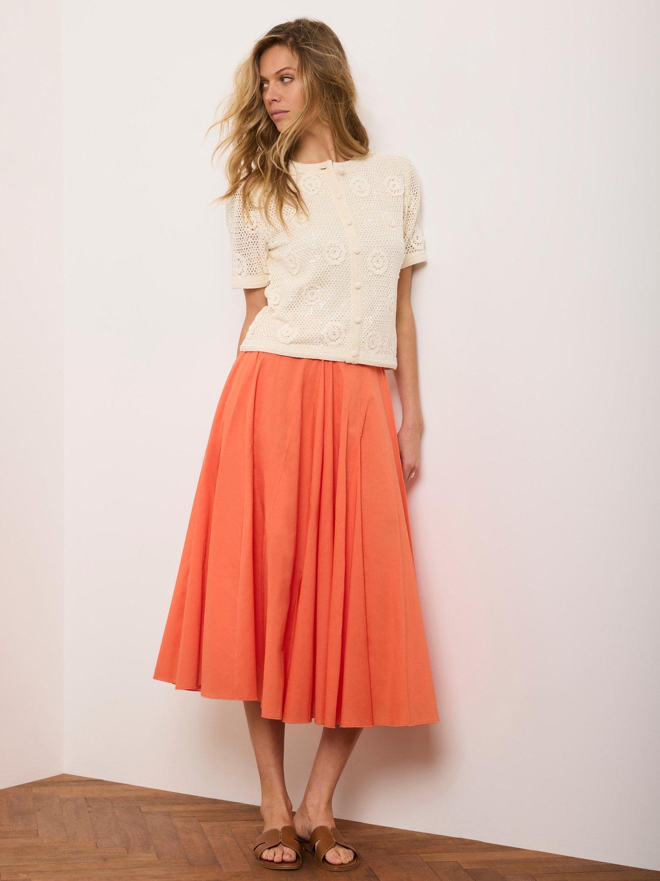 Image 3 of 6 of Mint Velvet Orange Full Cotton Skirt