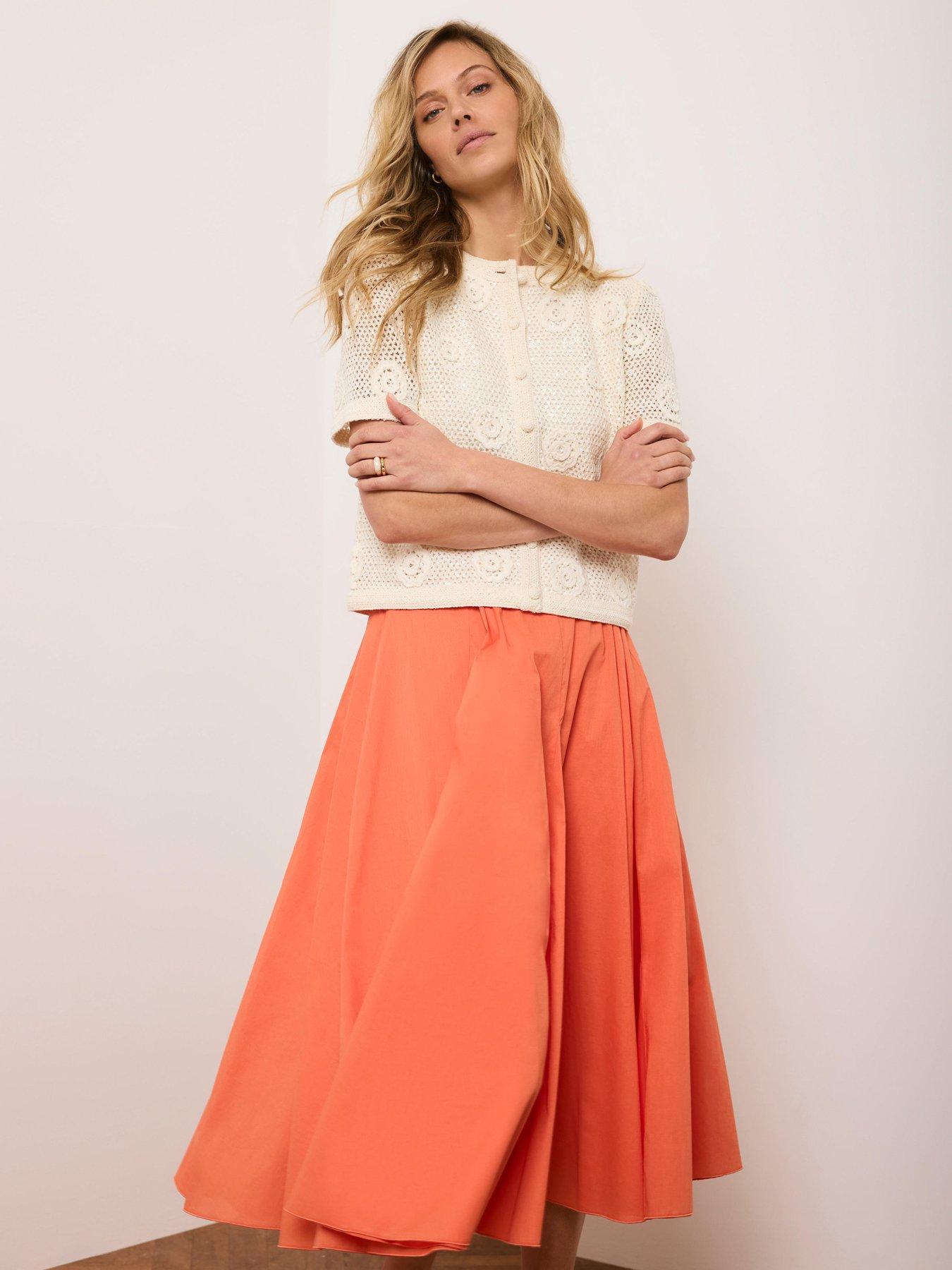 Image 4 of 6 of Mint Velvet Orange Full Cotton Skirt