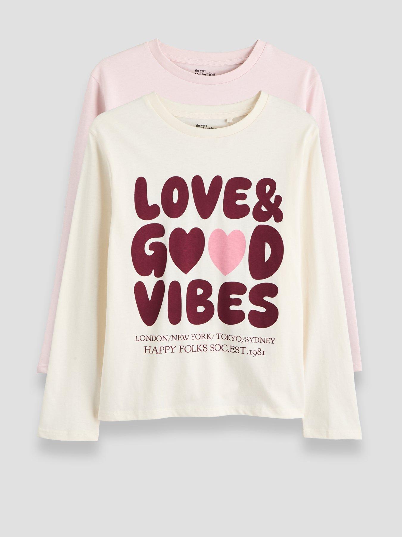 The Very Collection Girls 2 Pack Love Long Sleeve Tshirts