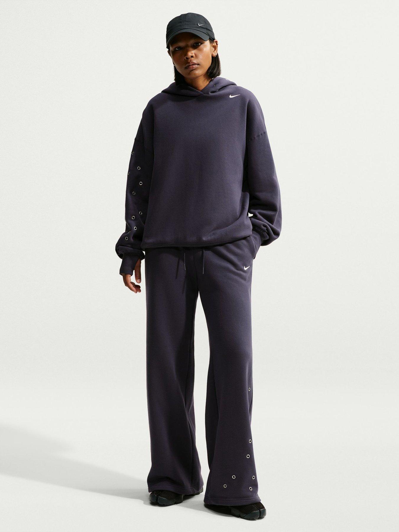 Image 3 of 6 of Nike Womens Studio Fleece Oversized Overhead Hoodie - Grey