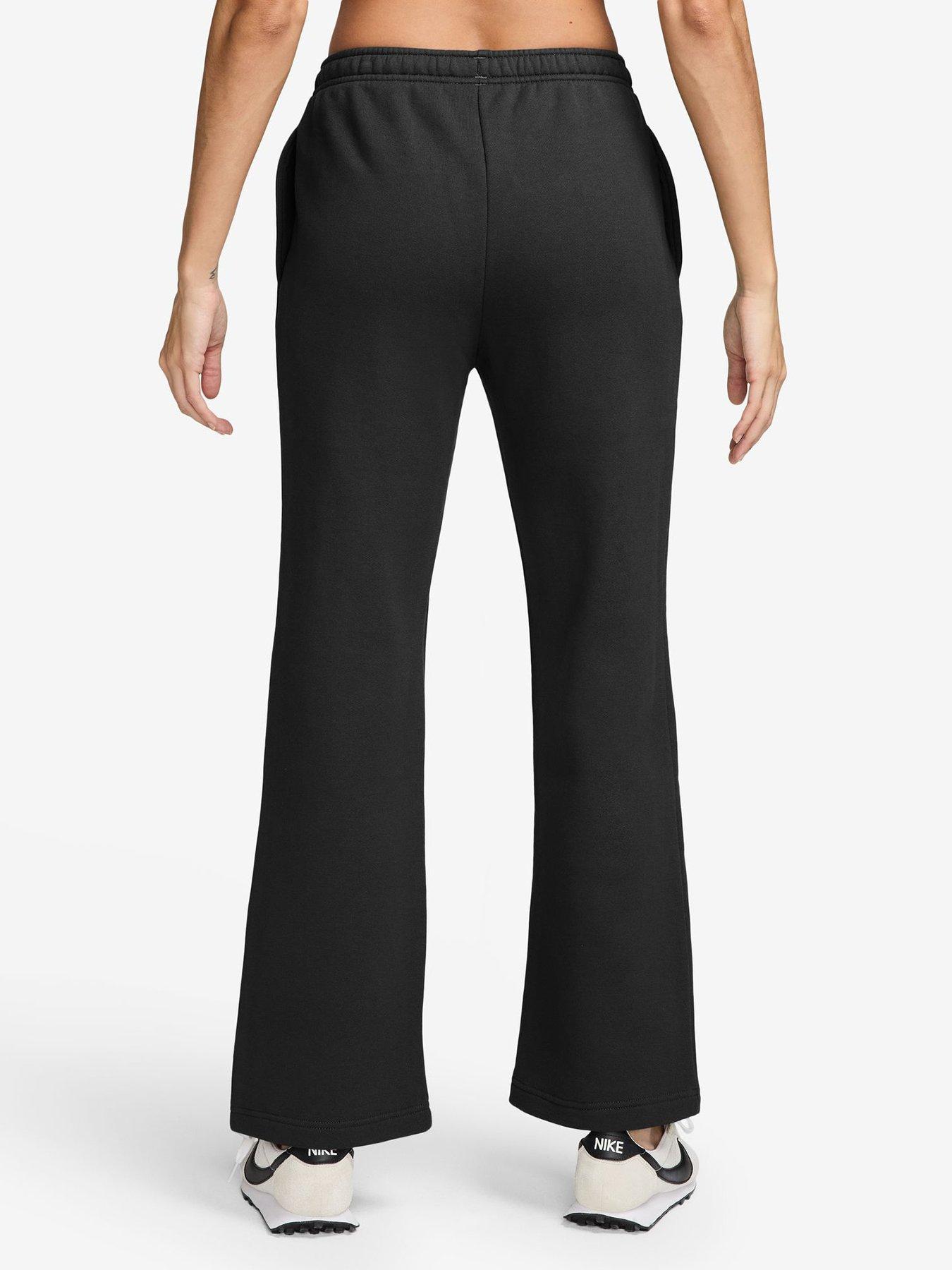 Image 2 of 3 of Nike Women's Studio Fleece Medium-Weight Mid-Rise Open-Hem Trousers - Black