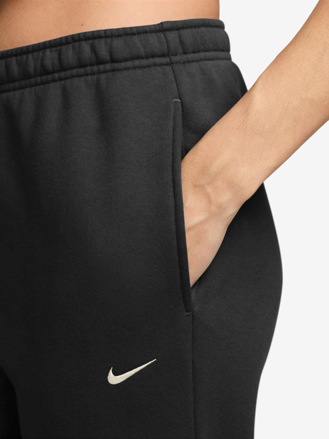 Image 3 of 3 of Nike Women's Studio Fleece Medium-Weight Mid-Rise Open-Hem Trousers - Black