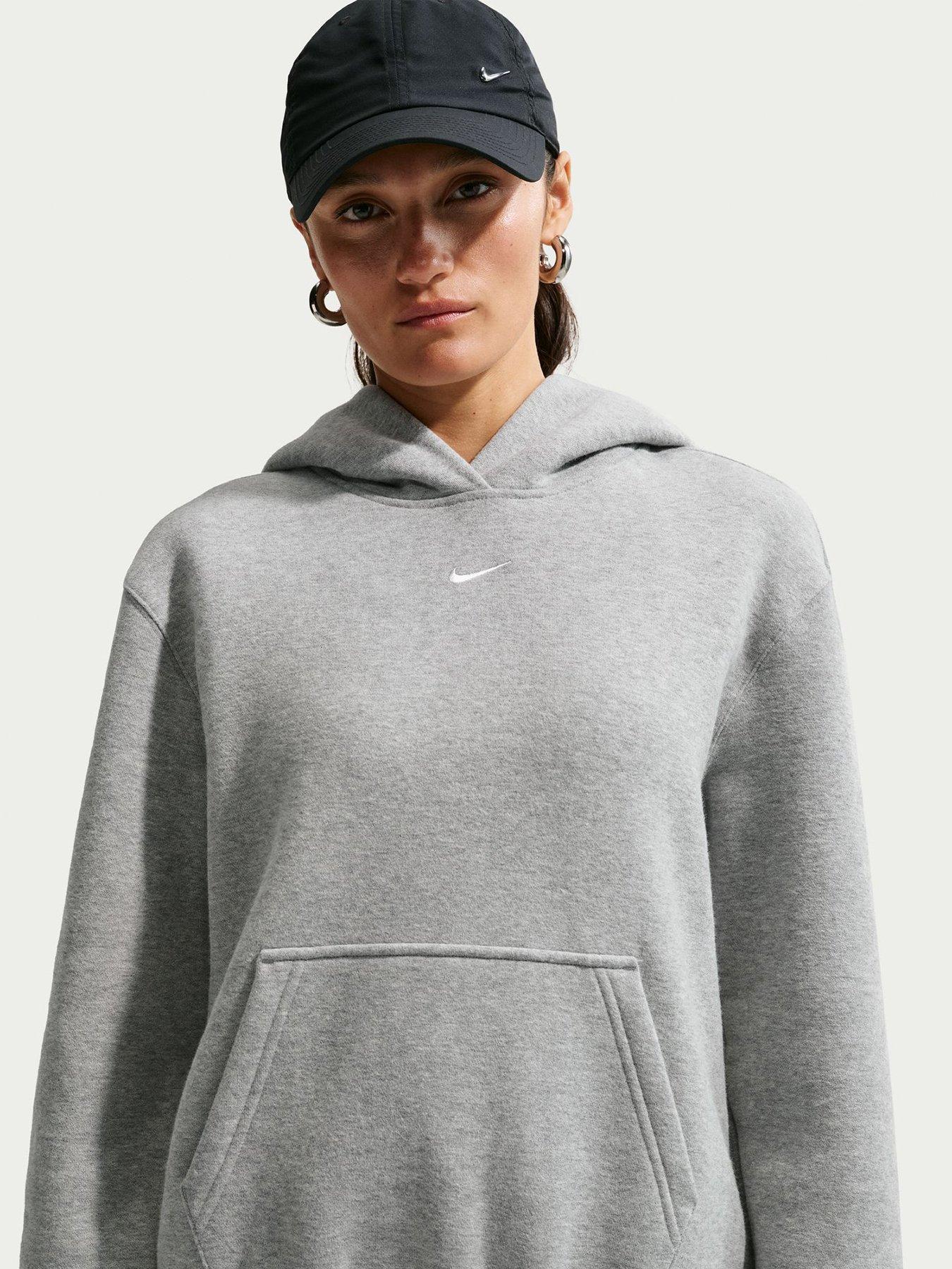 Image 3 of 5 of Nike Womens Overhead Fleece Kangaroo Pocket Hoodie - &nbsp;Grey