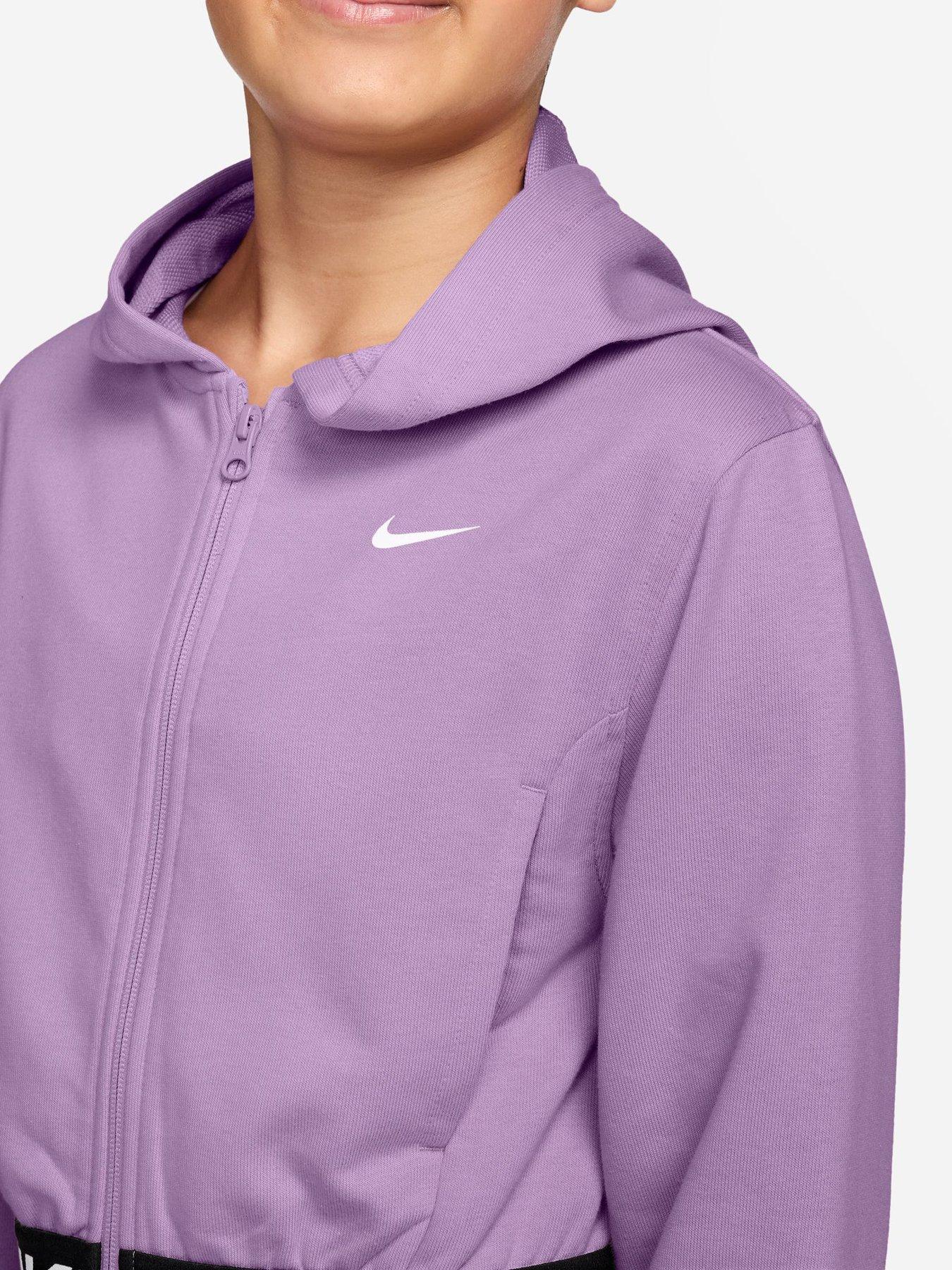 Image 3 of 3 of Nike Junior Girls Training Dri-FIT Full Zip Hoodie - Purple