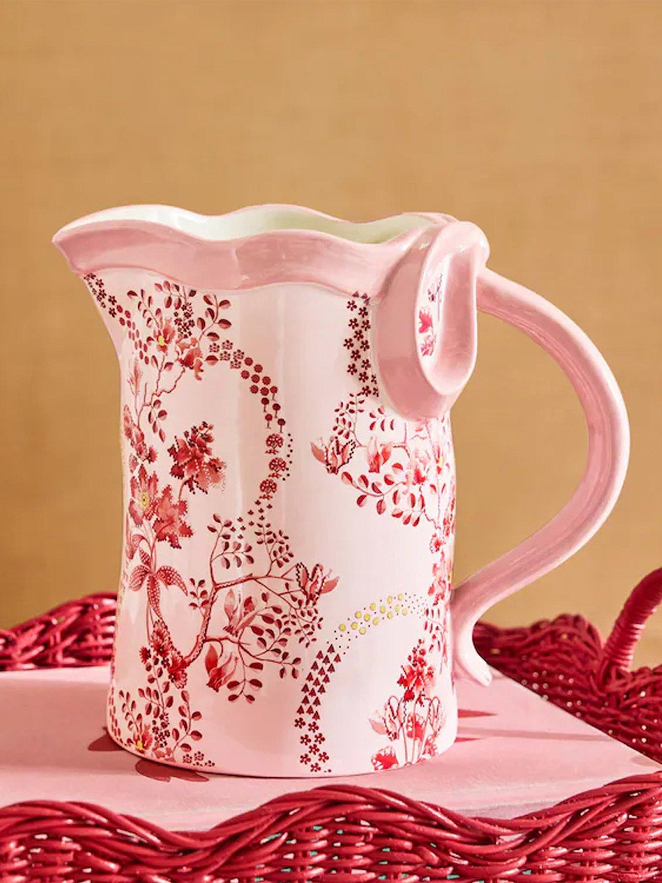 Image 1 of 5 of Cath Kidston Cath Kidston Pink Floral Ceramic Jug Vase