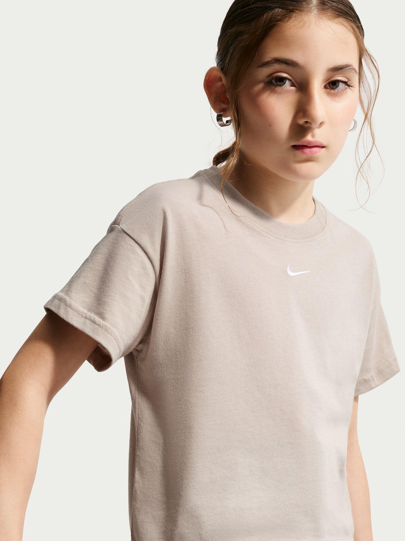 Image 5 of 5 of Nike Junior Girls Essential Boxy T-Shirt - Beige