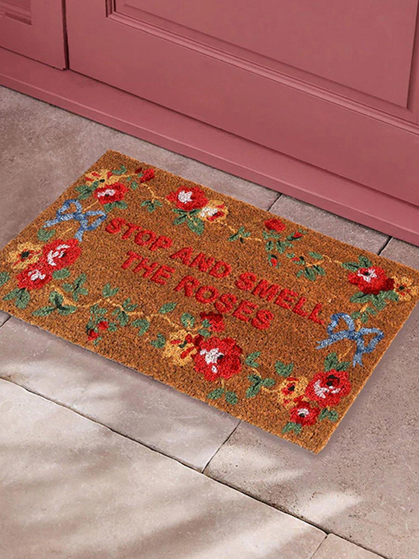 Cath Kidston Cath Kidston Stop And Smell The Roses Slogan Doormat - Brown