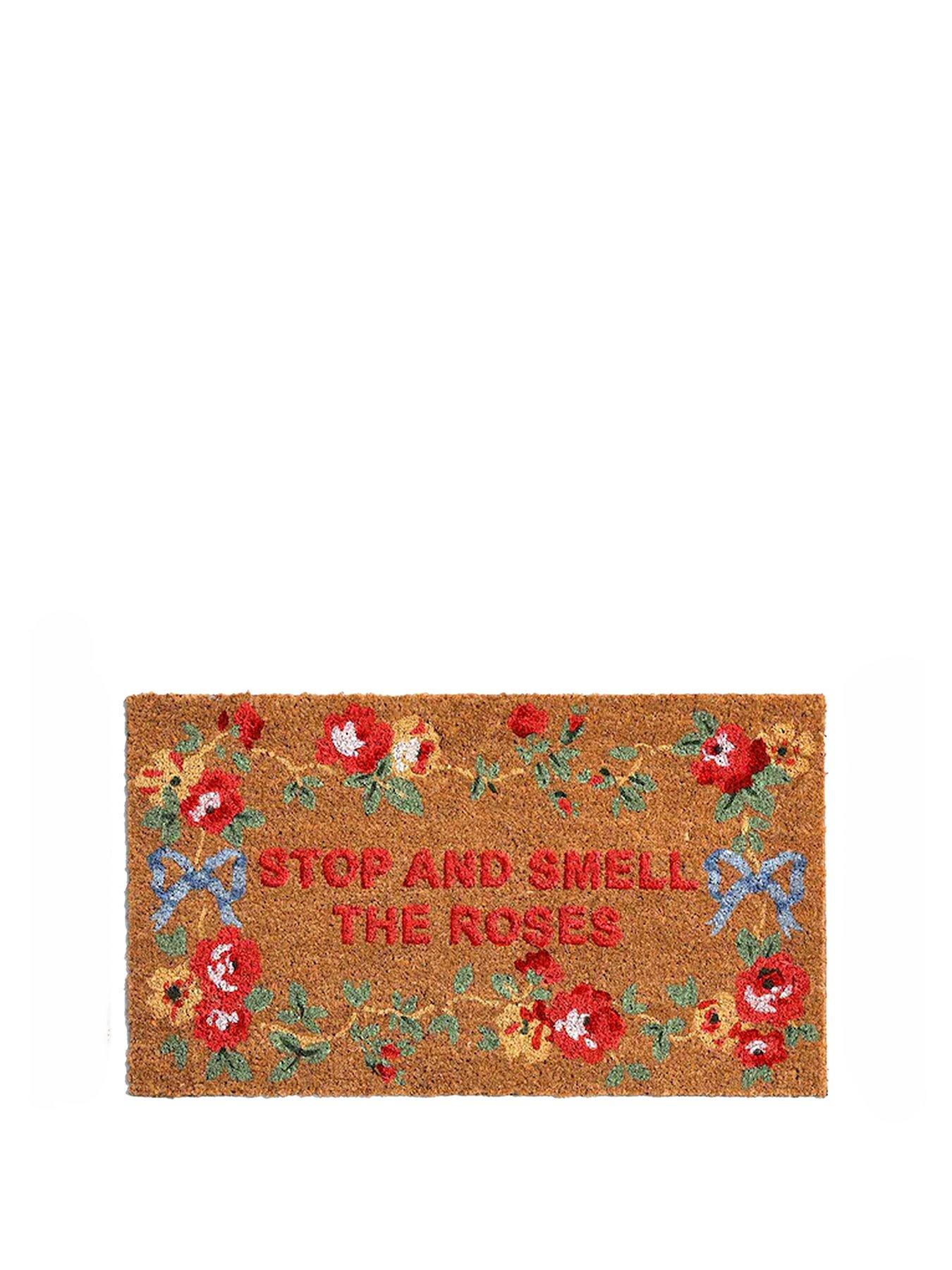Image 2 of 4 of Cath Kidston Cath Kidston Stop And Smell The Roses Slogan Doormat - Brown
