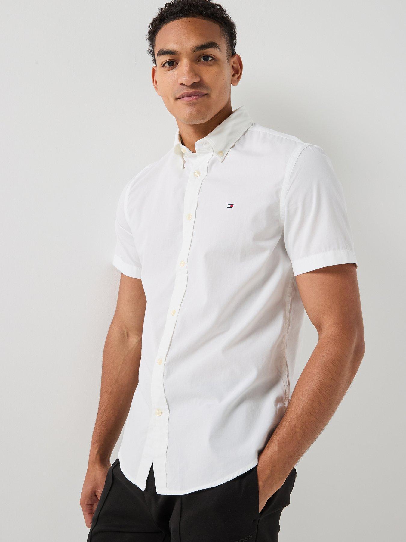 tommy hilfiger dress shirt white Tommy Hilfiger linen blend shirt in white