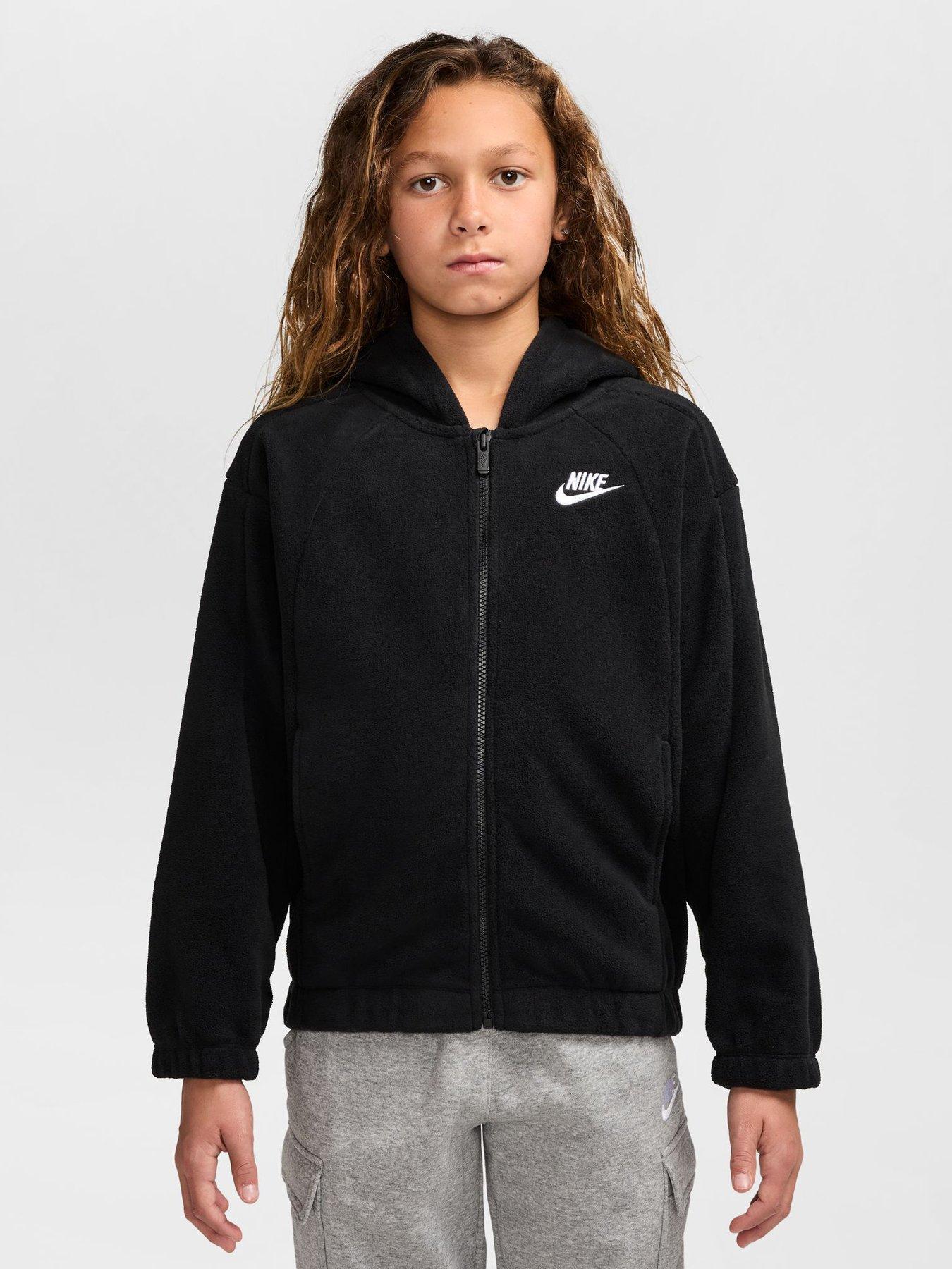 Nike Nike Big Kids' Club Winter Fleece Full-Zip Hoodie - Black in Black/Black/White