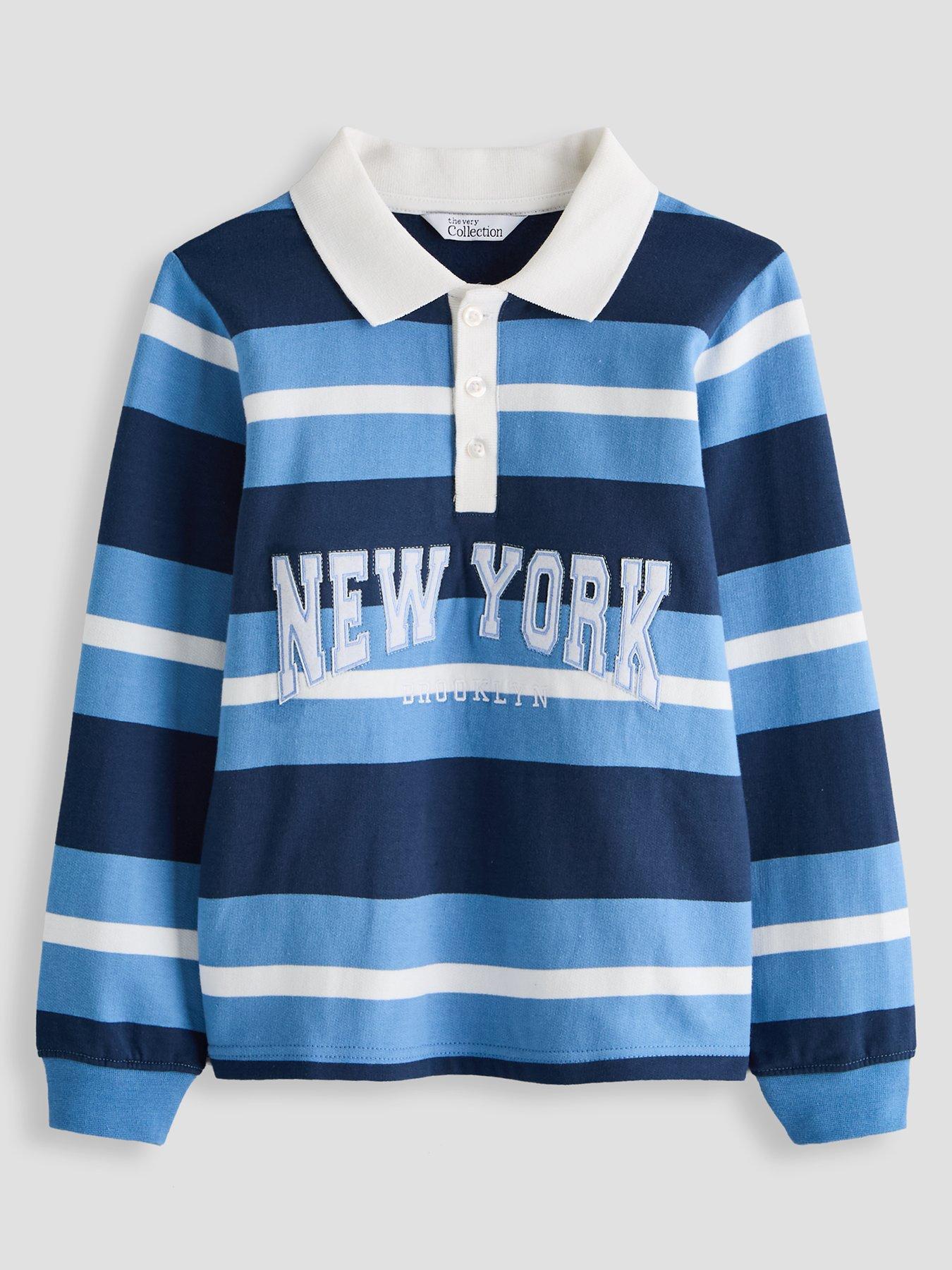 The Very Collection Boys New York Stripe Sweat Rugby Basic Top