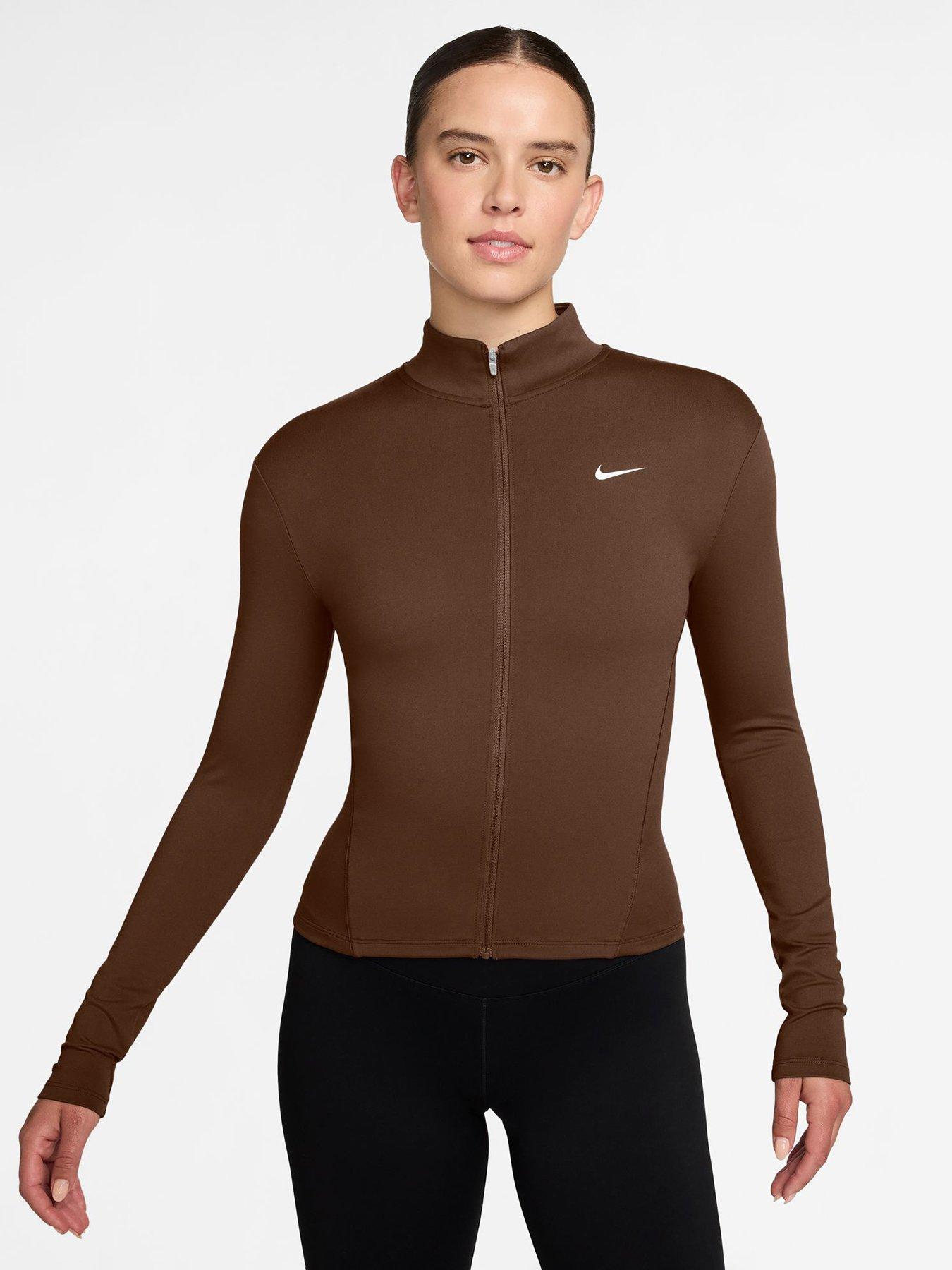 Image 1 of 3 of Nike Nike Womens Training One Fitted Dri-fit Full Zip Jacket - Brown