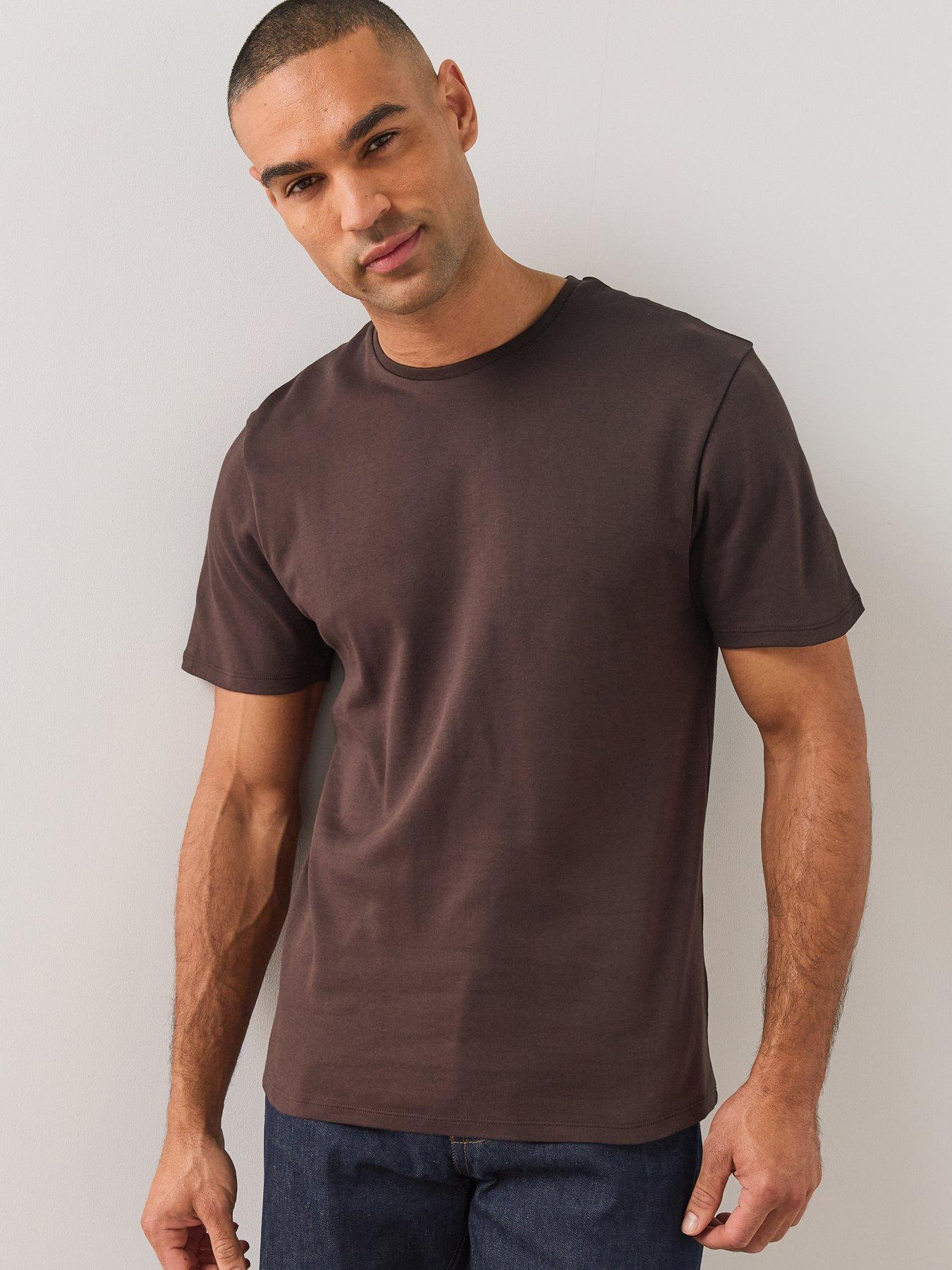 Image 4 of 6 of The Very Collection Mens Premium Interlock T-Shirt - Chocolate Brown