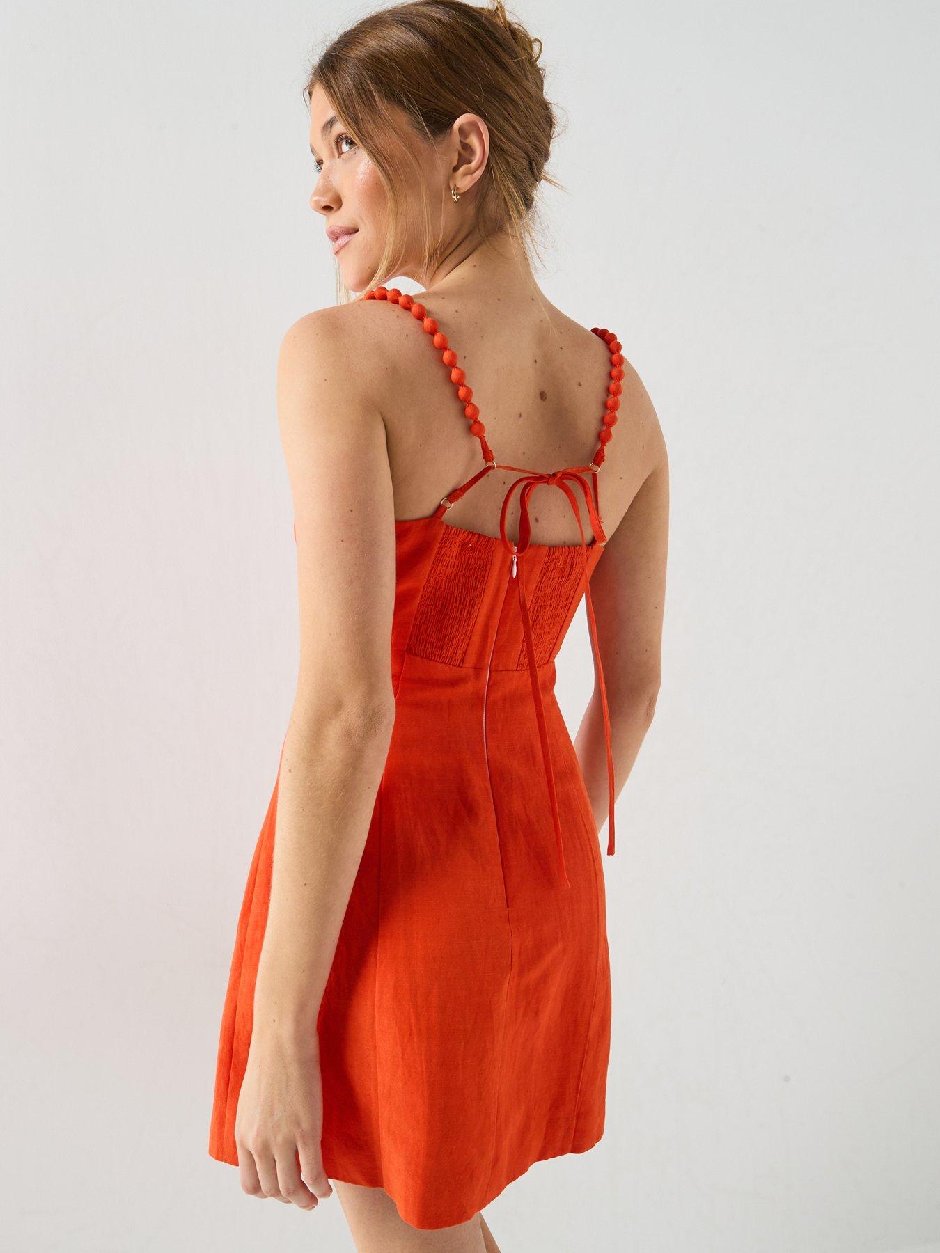 Image 2 of 7 of Forever New Nicolette Flower Mini Dress - Orange