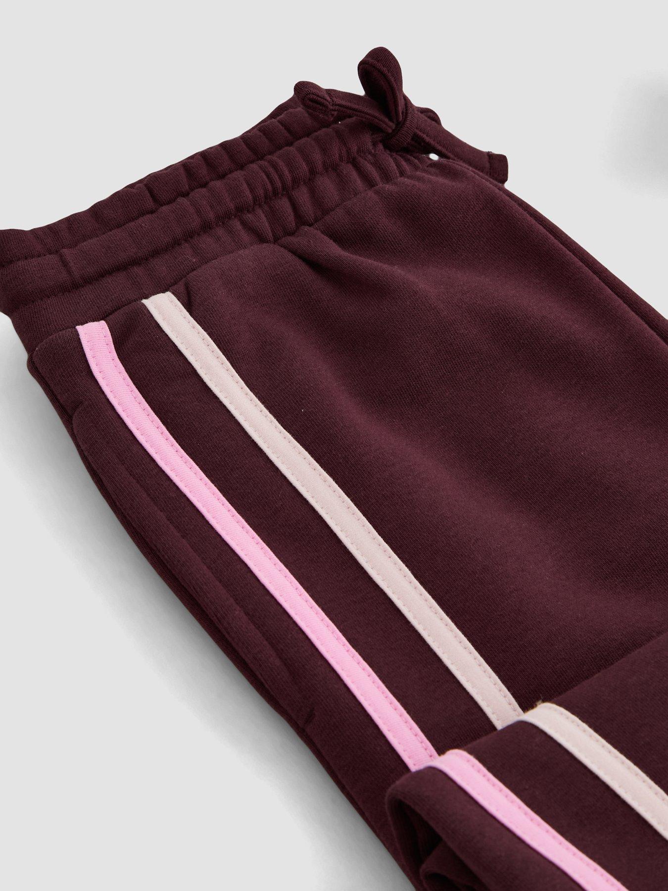 Image 5 of 6 of The Very Collection Girls Smores Slogan Sweat And Wide Leg Joggers With Side Stripes - Red