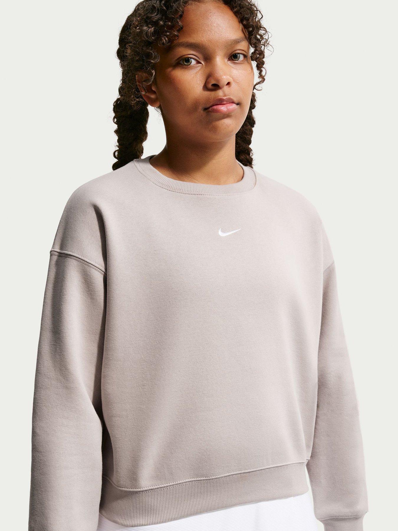 Image 1 of 5 of Nike Nike Junior Girls Studio Club Fleece Sweatshirt - Beige