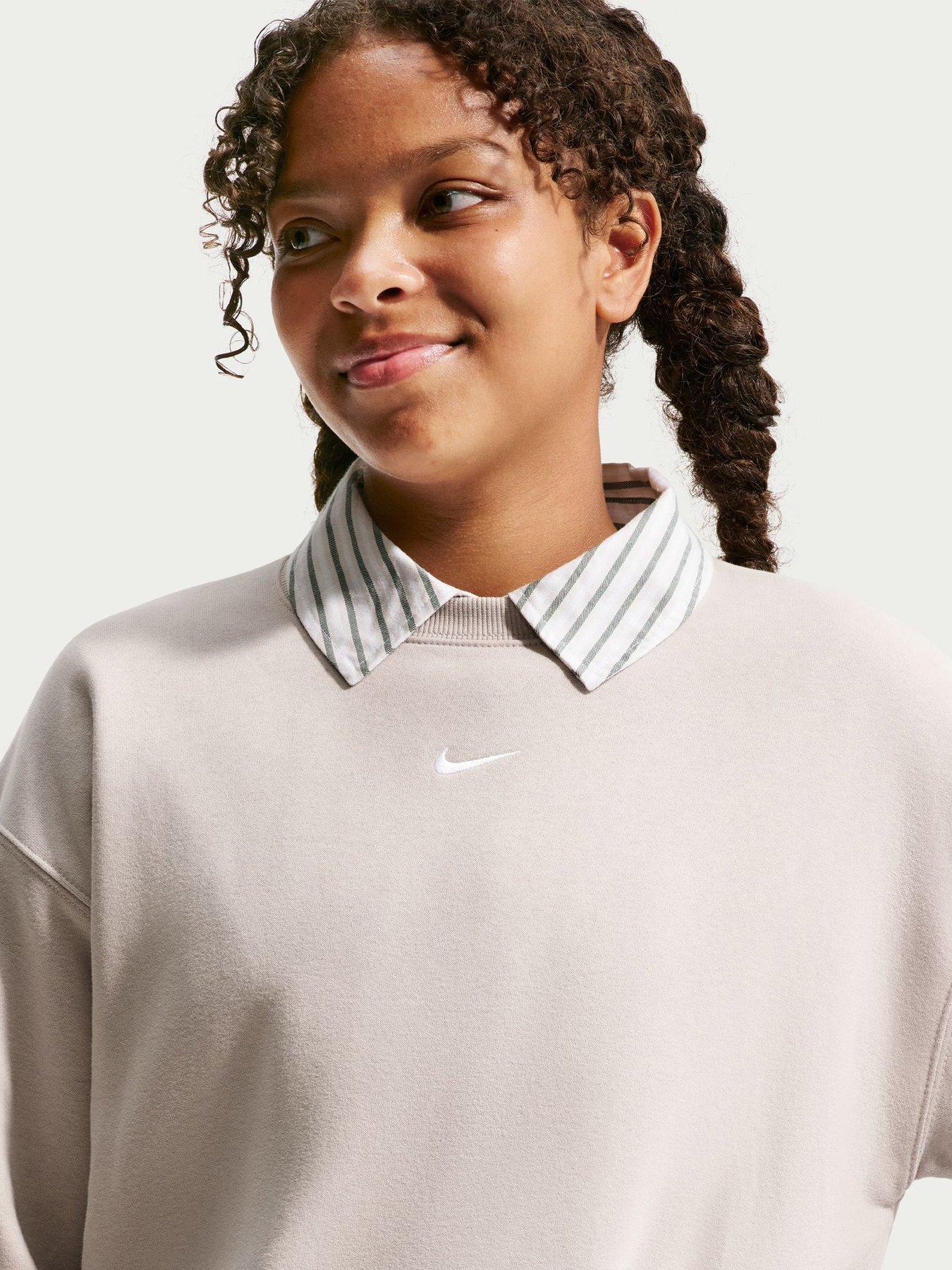 Image 4 of 5 of Nike Nike Junior Girls Studio Club Fleece Sweatshirt - Beige
