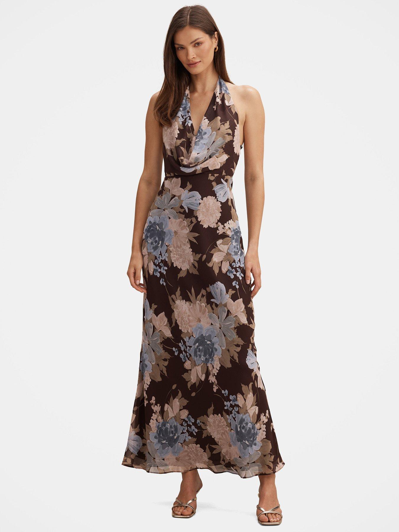 Forever New Marina Cowl Halter Gown - Brown