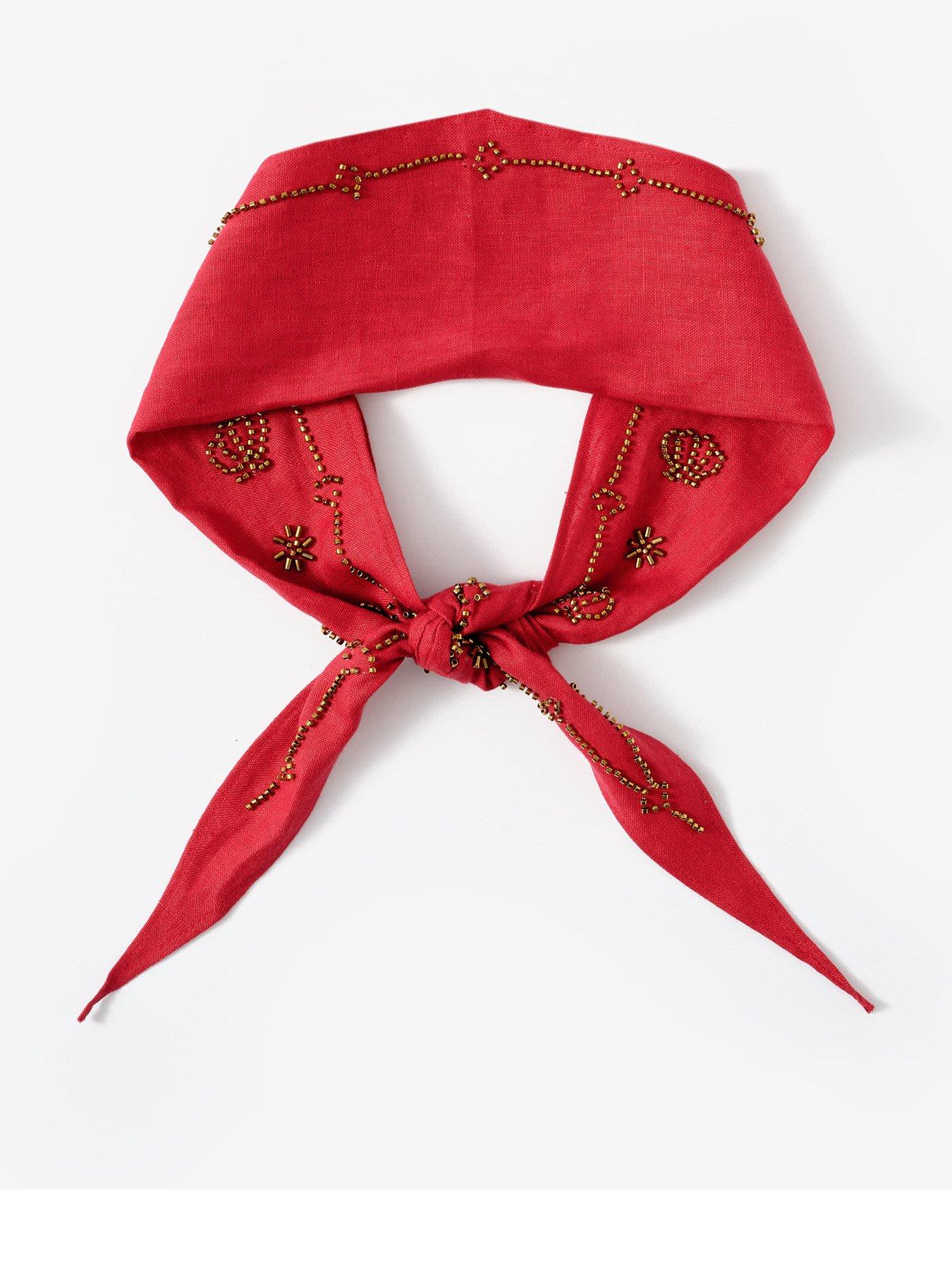 Image 1 of 4 of Mint Velvet Red Embellished Neck Scarf