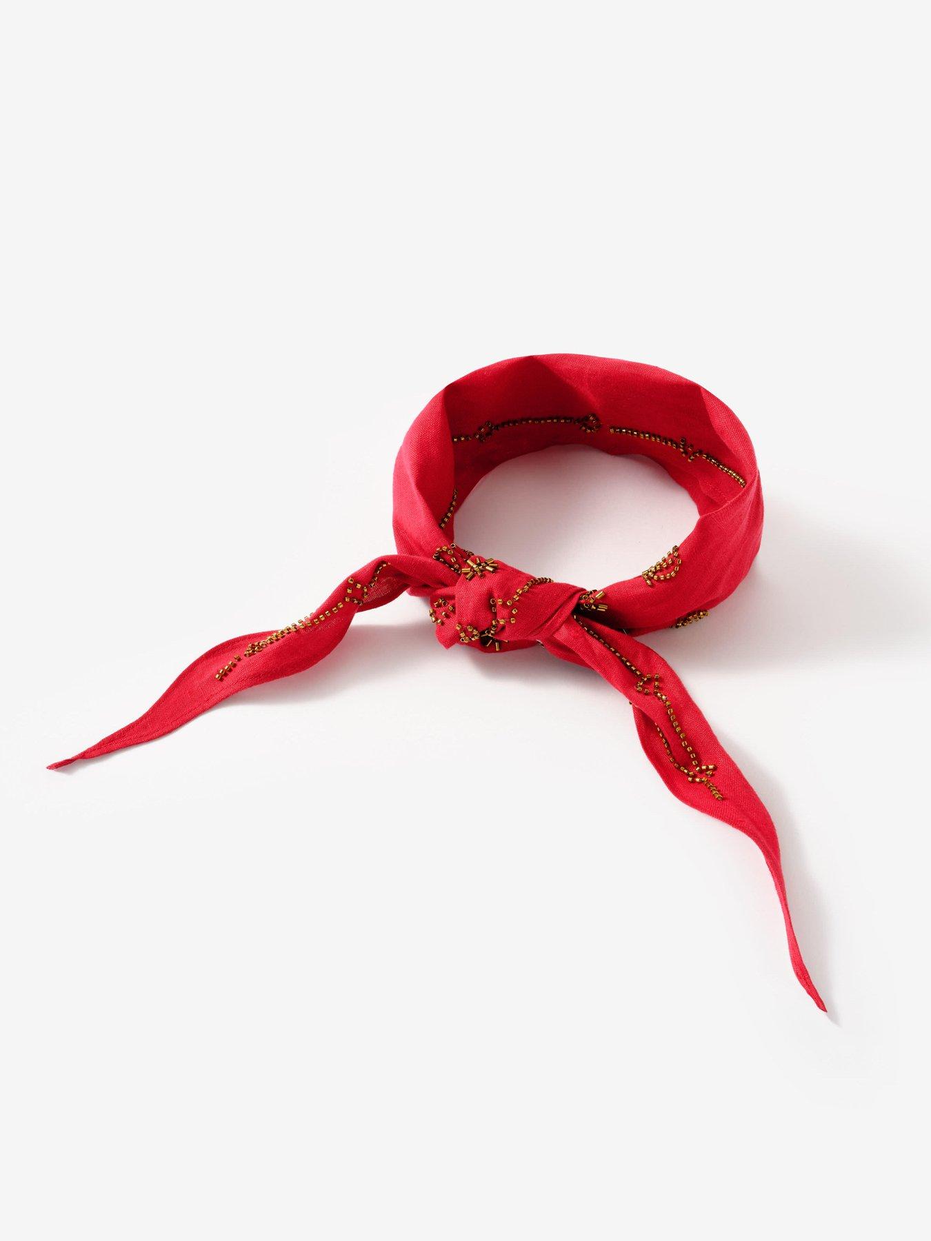 Image 4 of 4 of Mint Velvet Red Embellished Neck Scarf