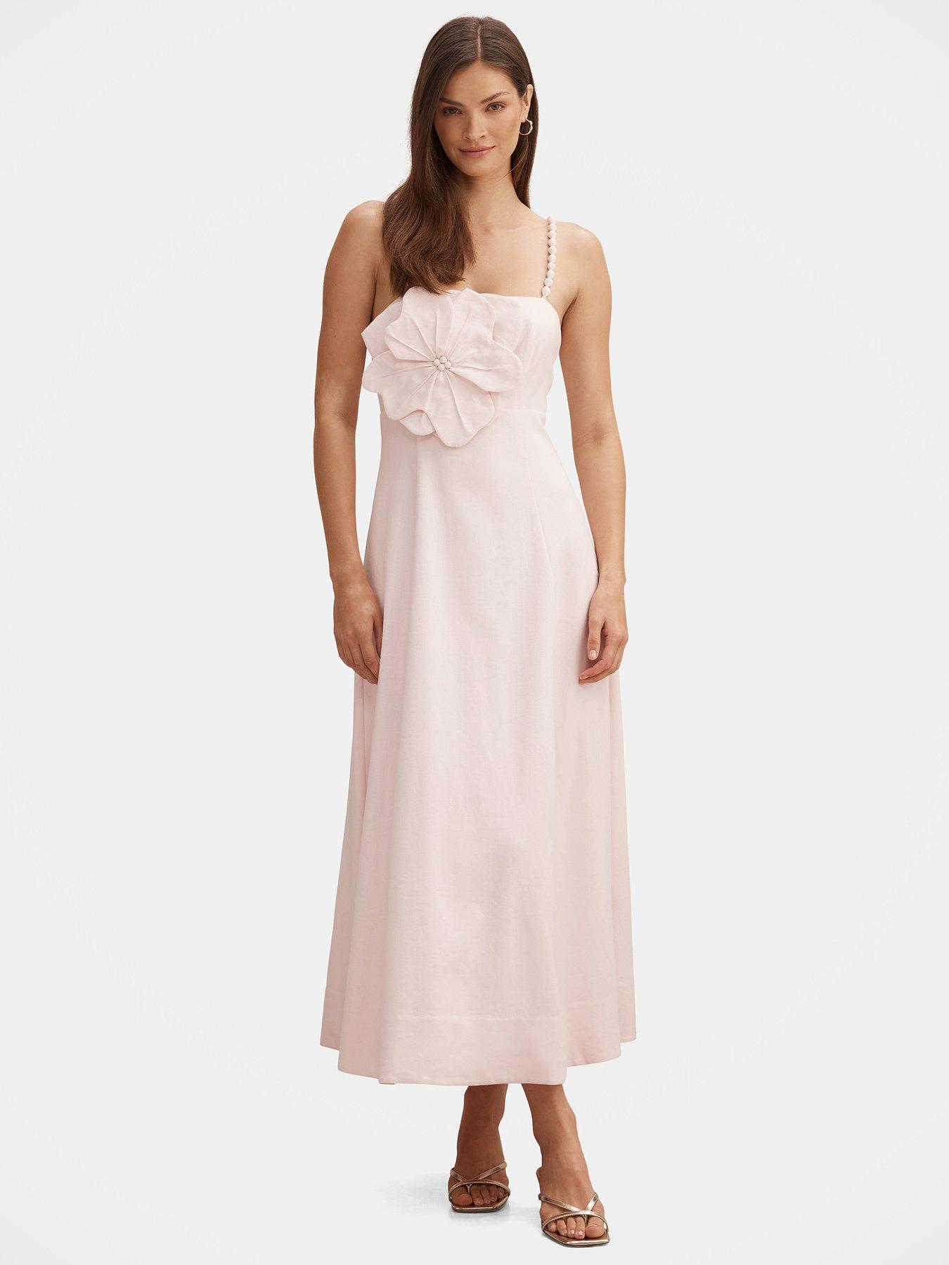 Image 1 of 5 of Forever New Nicolette Flower Midi Dress - Pink