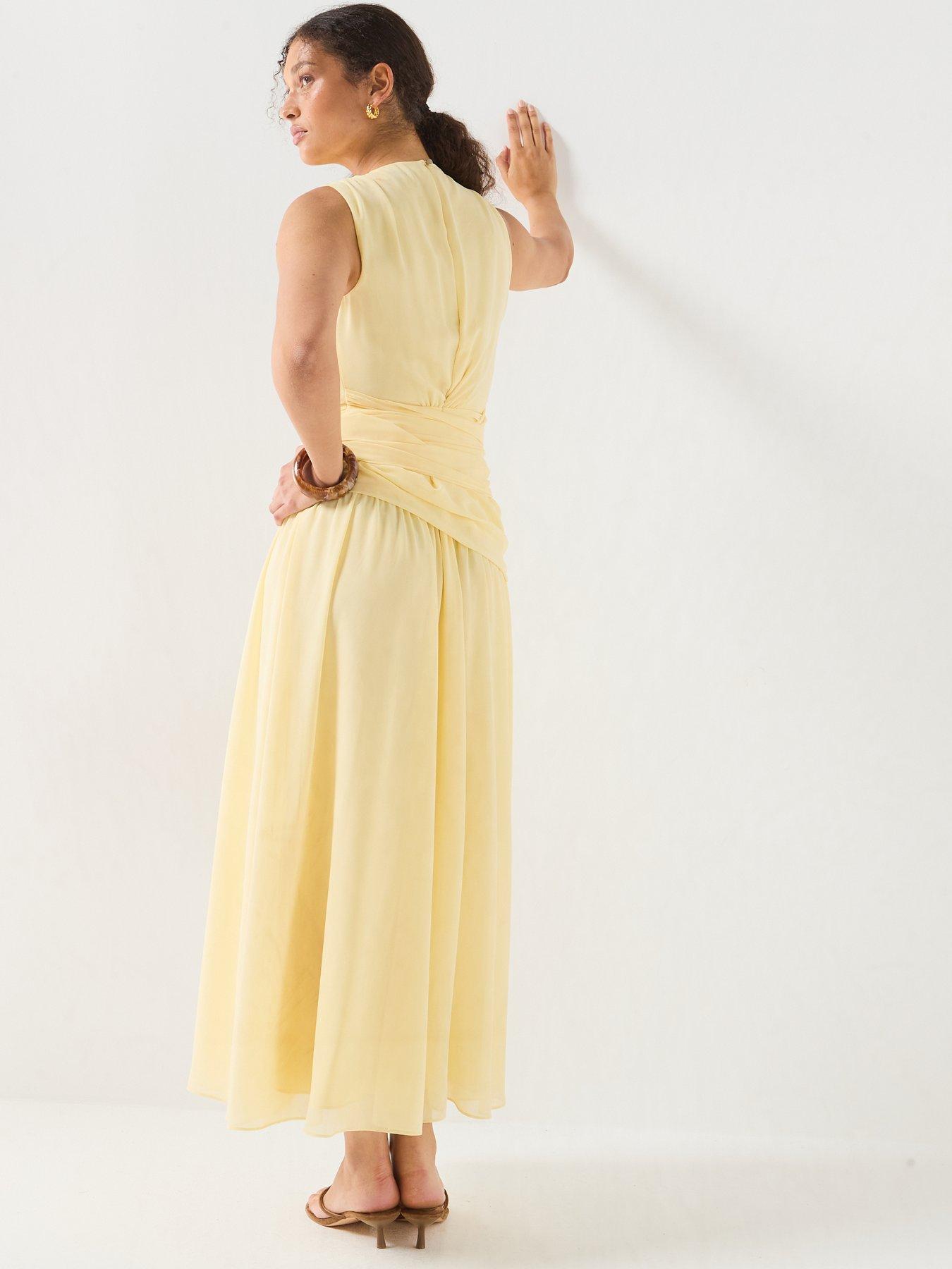 Image 2 of 6 of Forever New Edna Gathered Basque Tie Dress - Yellow