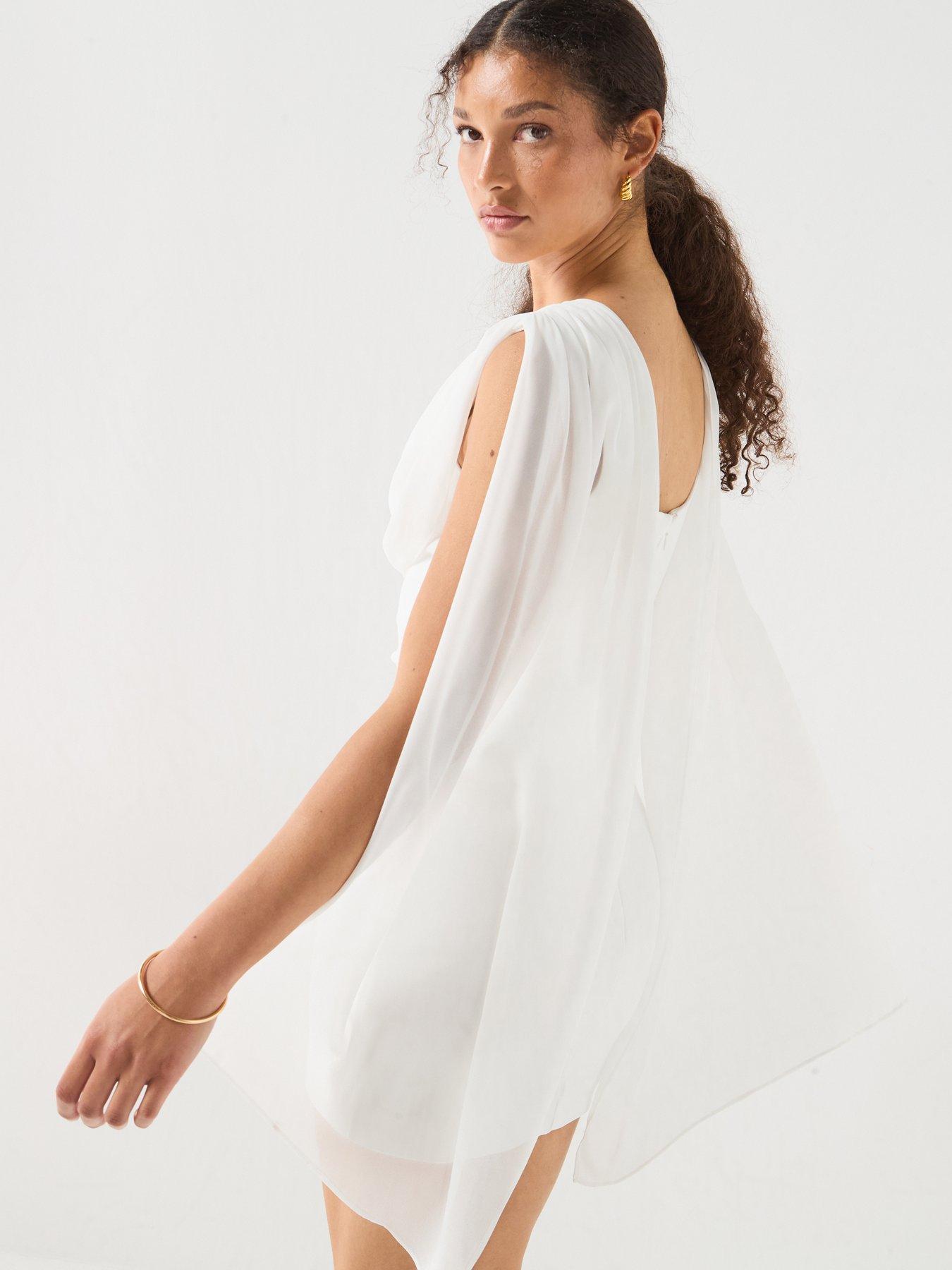 Image 2 of 6 of Forever New Bowie Mini Dress With Shawl - Brown