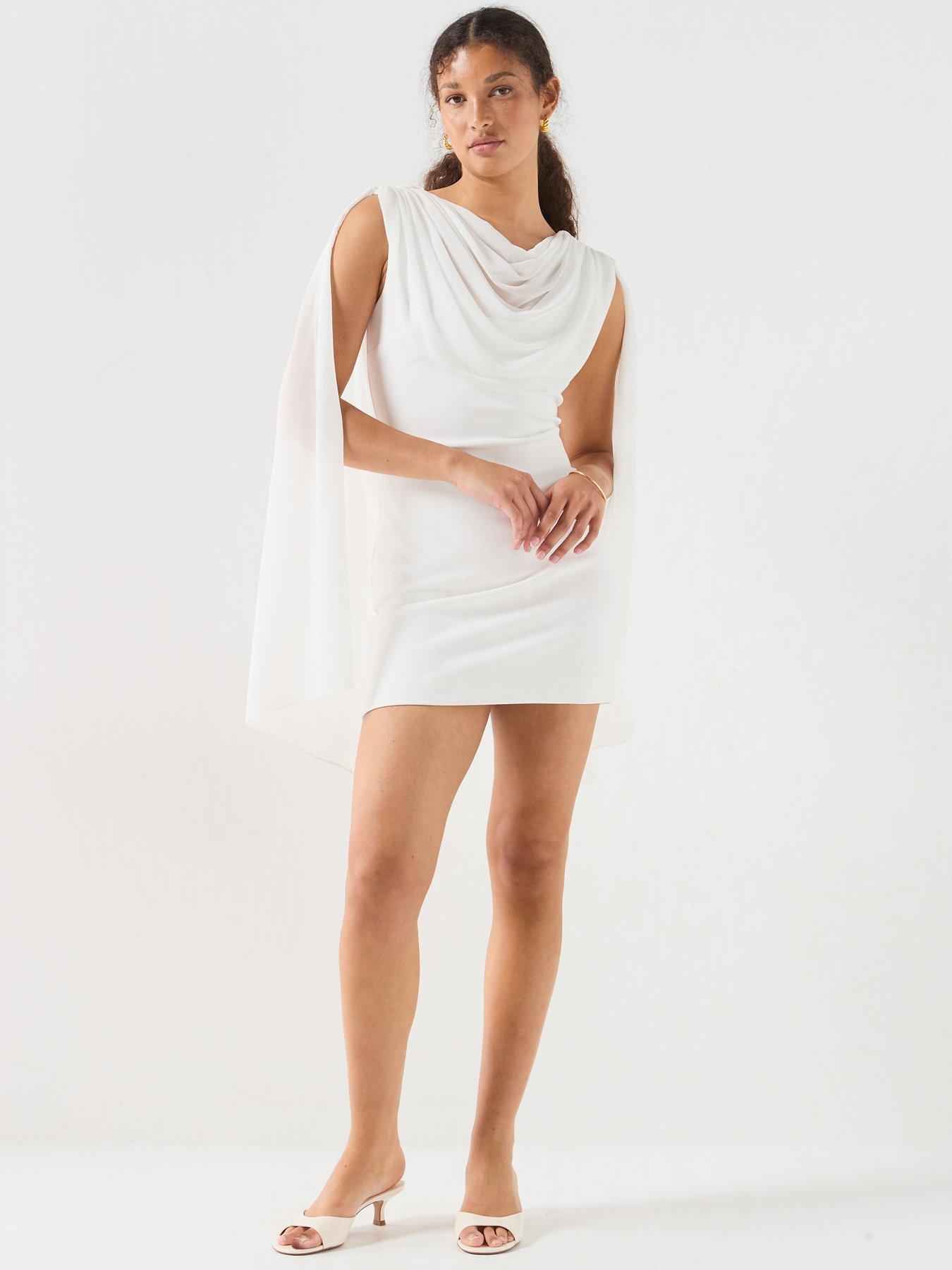 Image 3 of 6 of Forever New Bowie Mini Dress With Shawl - Brown