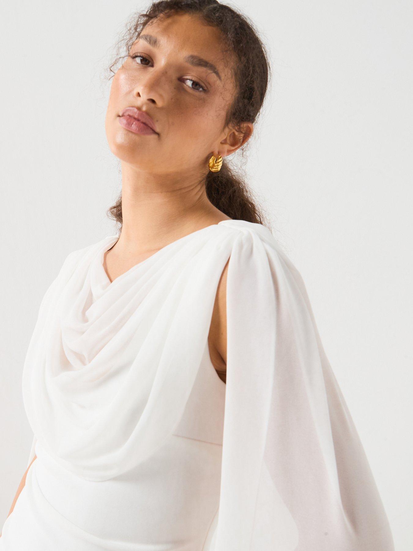 Image 5 of 6 of Forever New Bowie Mini Dress With Shawl - Brown