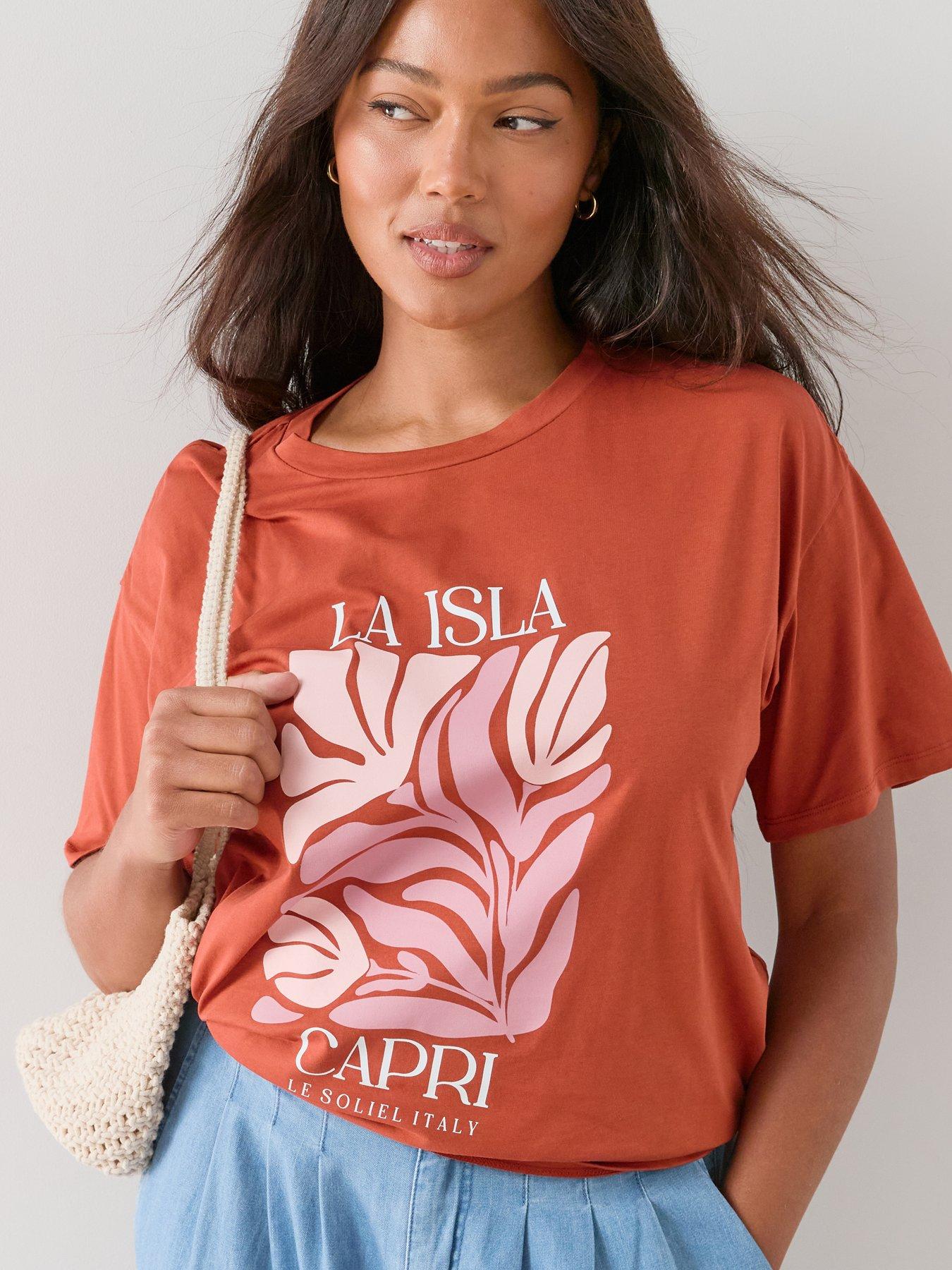 The Very Collection Curve La Isla Capri Graphic T-Shirt - Dark Orange