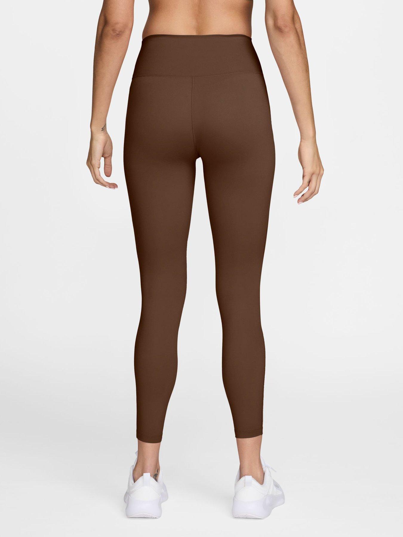 Image 2 of 3 of Nike Womens Dri-FIT One High Rise 7/8 Tights - Brown