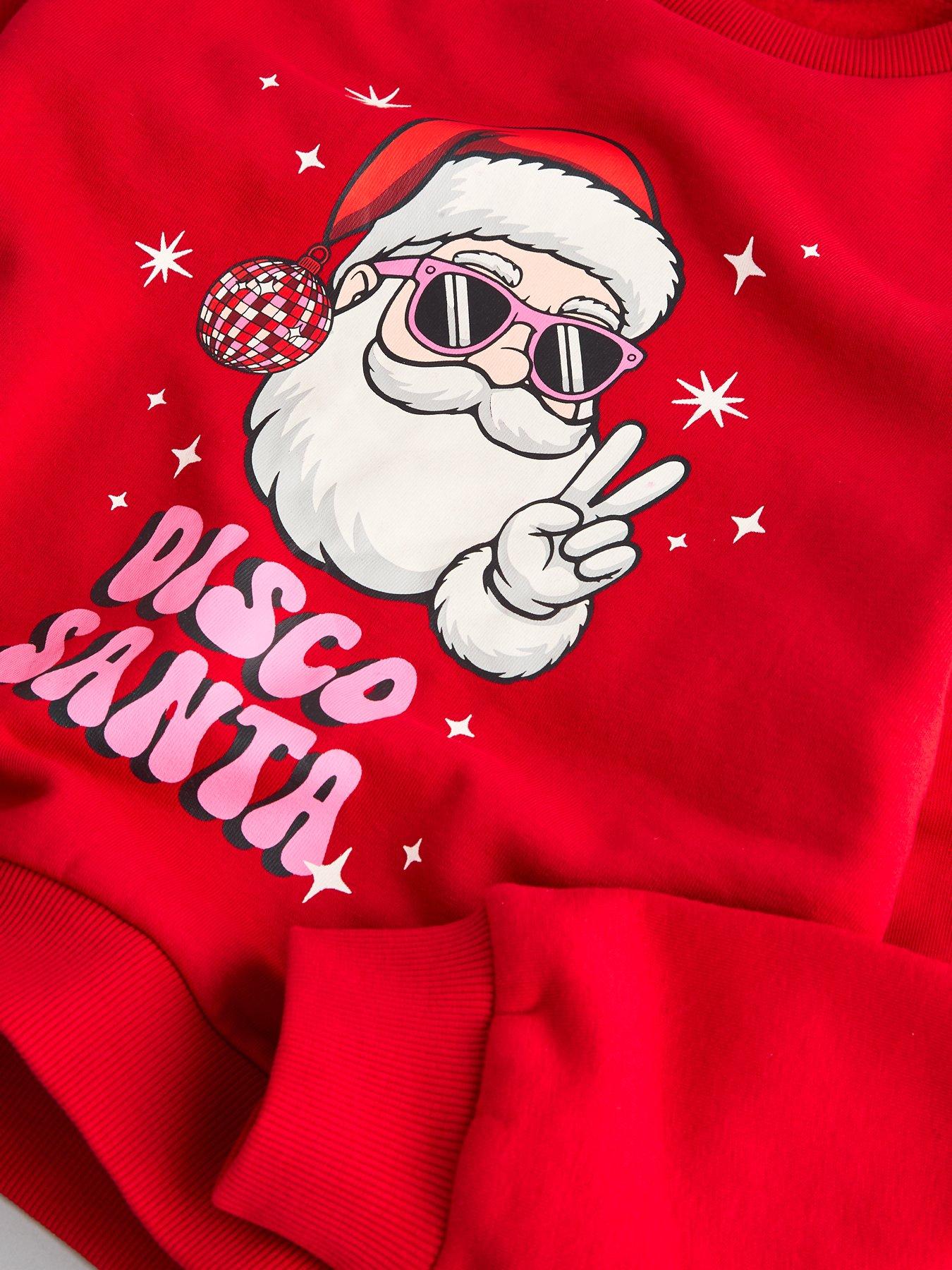 Image 3 of 4 of The Very Collection Girls Santa Festive Sweatshirt - Red