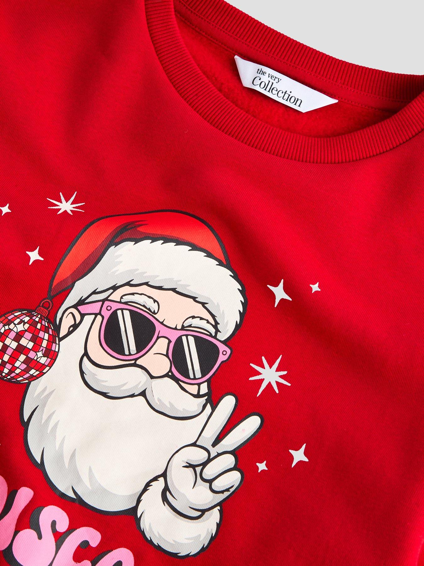 Image 4 of 4 of The Very Collection Girls Santa Festive Sweatshirt - Red