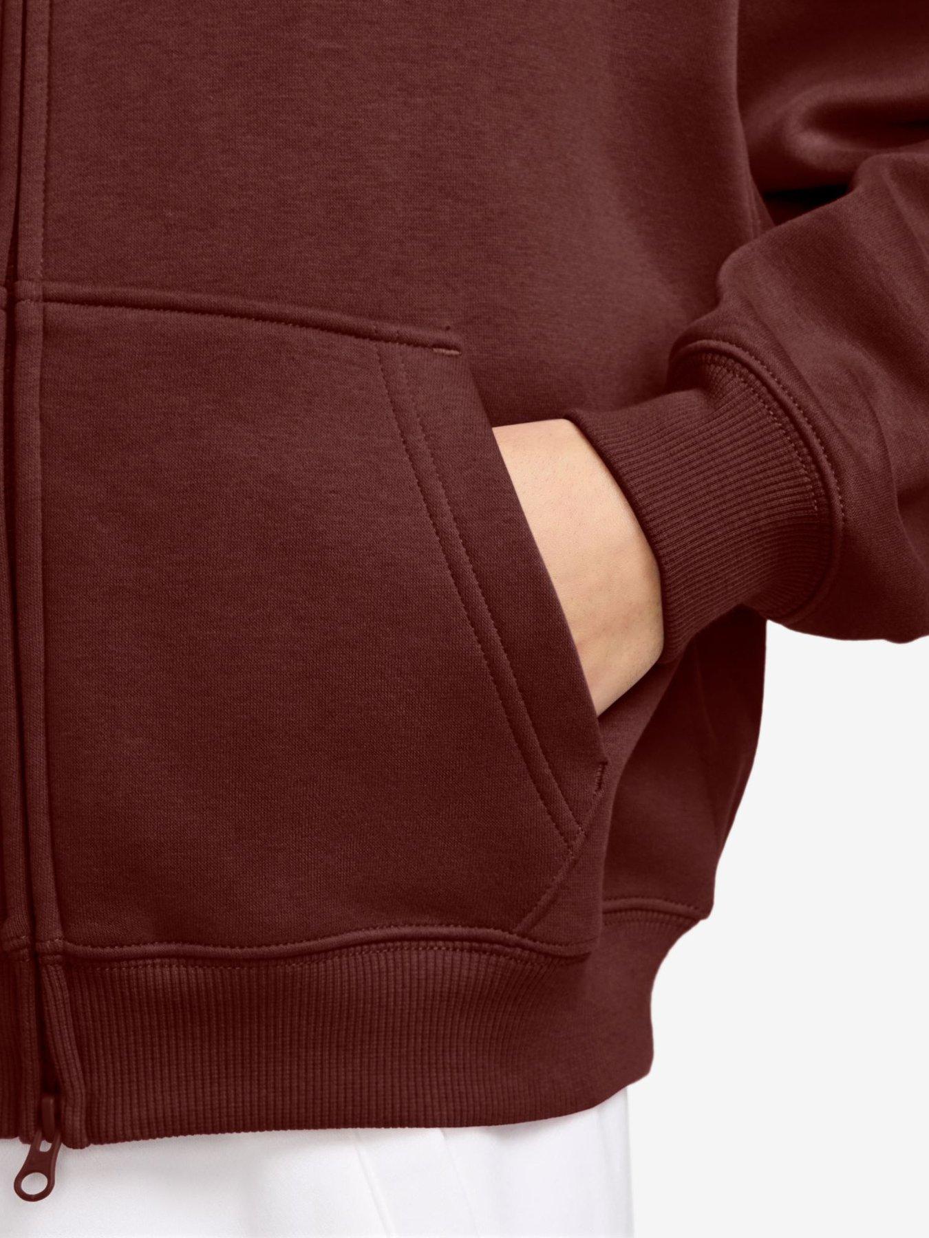 Image 3 of 3 of Nike Junior Girls Studio Club Fleece Oversized Zip Through Hoodie - Red