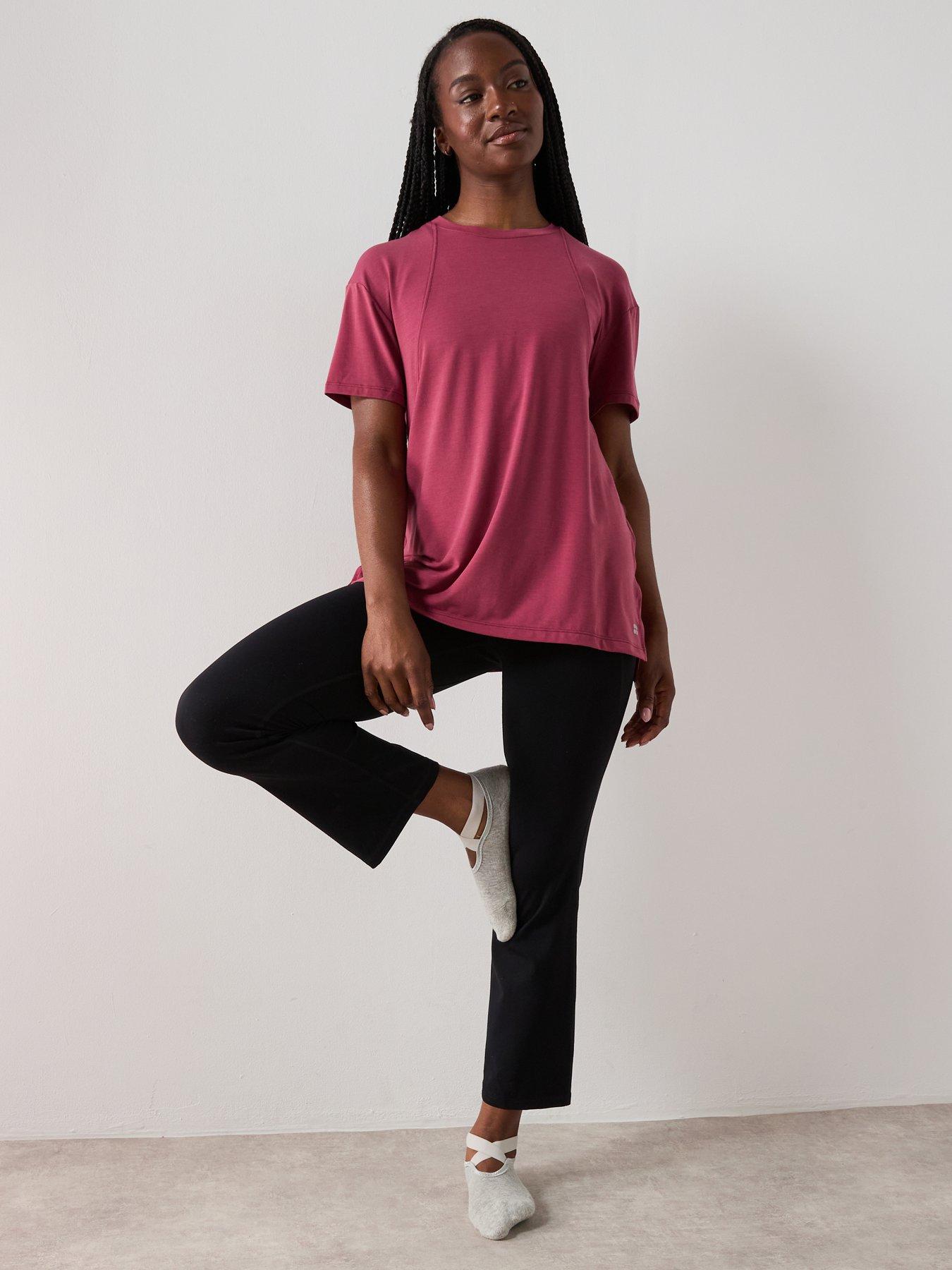 Image 5 of 6 of Sweaty Betty Womens Yoga Soft Flow Studio Longline Tee - Pink