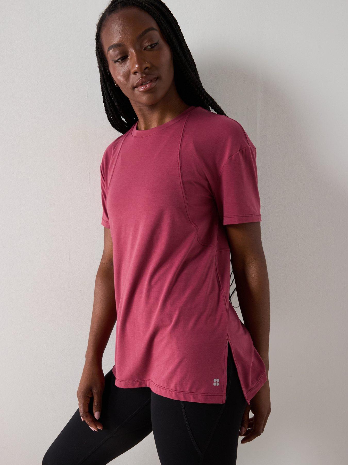 Image 6 of 6 of Sweaty Betty Womens Yoga Soft Flow Studio Longline Tee - Pink