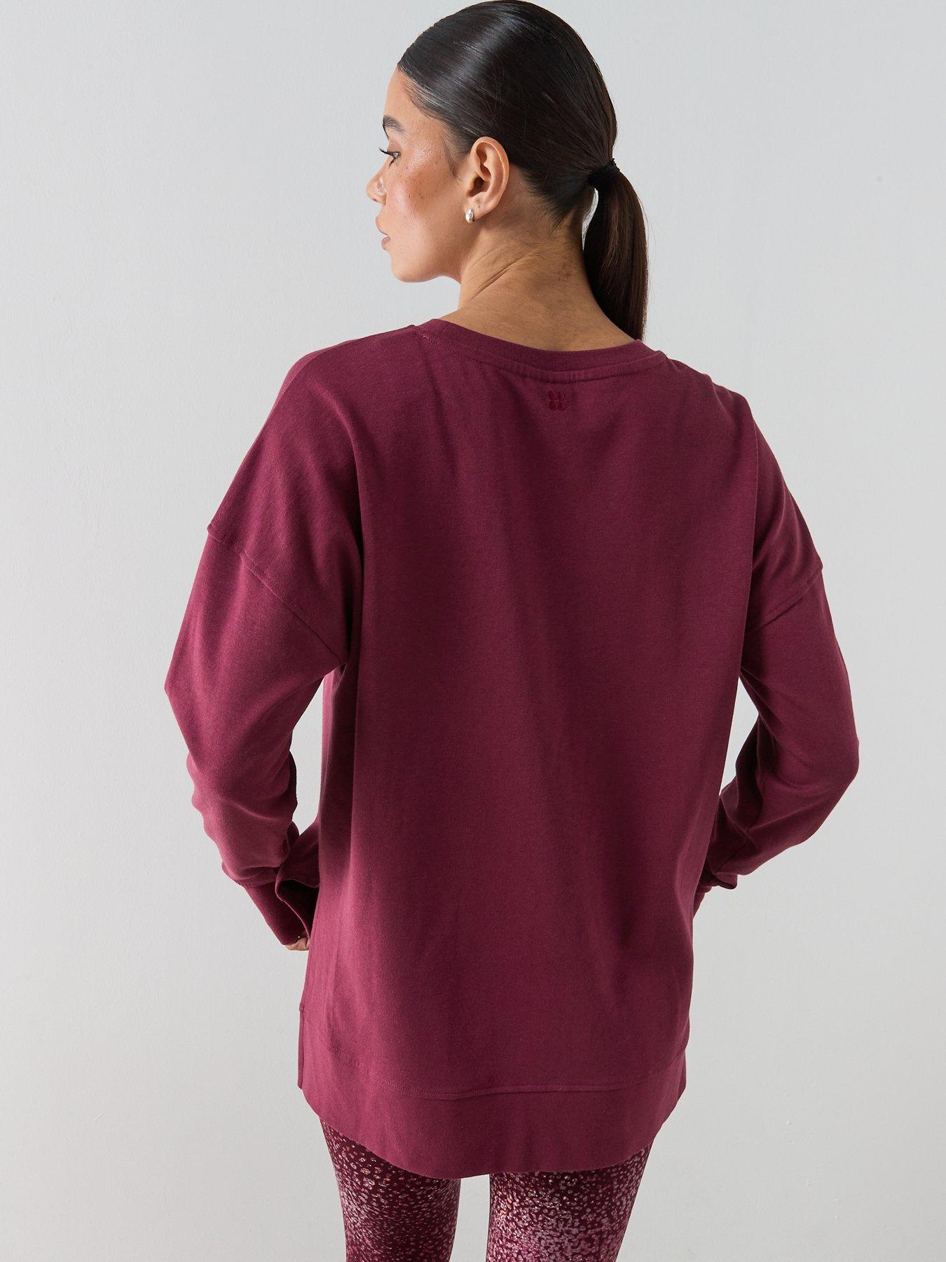 Image 2 of 5 of Sweaty Betty Womens Training After Class Longline Sweatshirt - Red