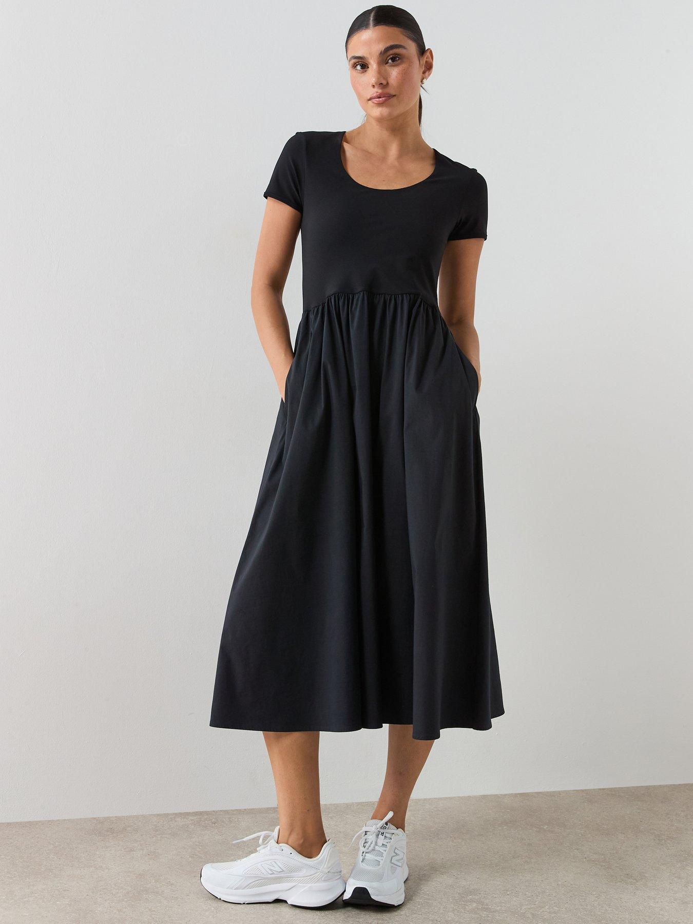 Sweaty Betty Womens Training Explorer Ribbed Short Sleeve Dress - Black