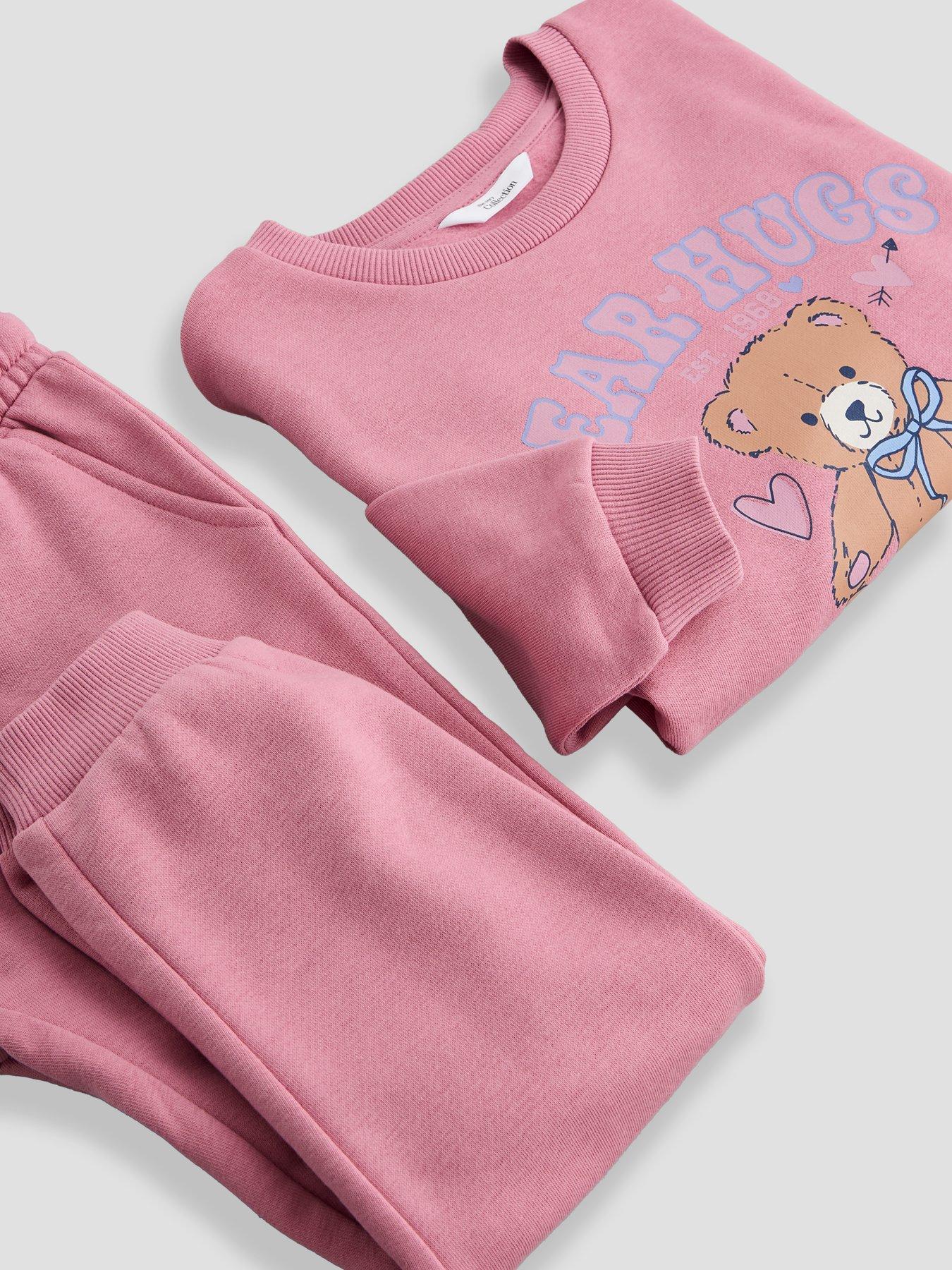 Image 3 of 5 of The Very Collection Girls Teddy Bear Sweat And Jogger Set - Pink