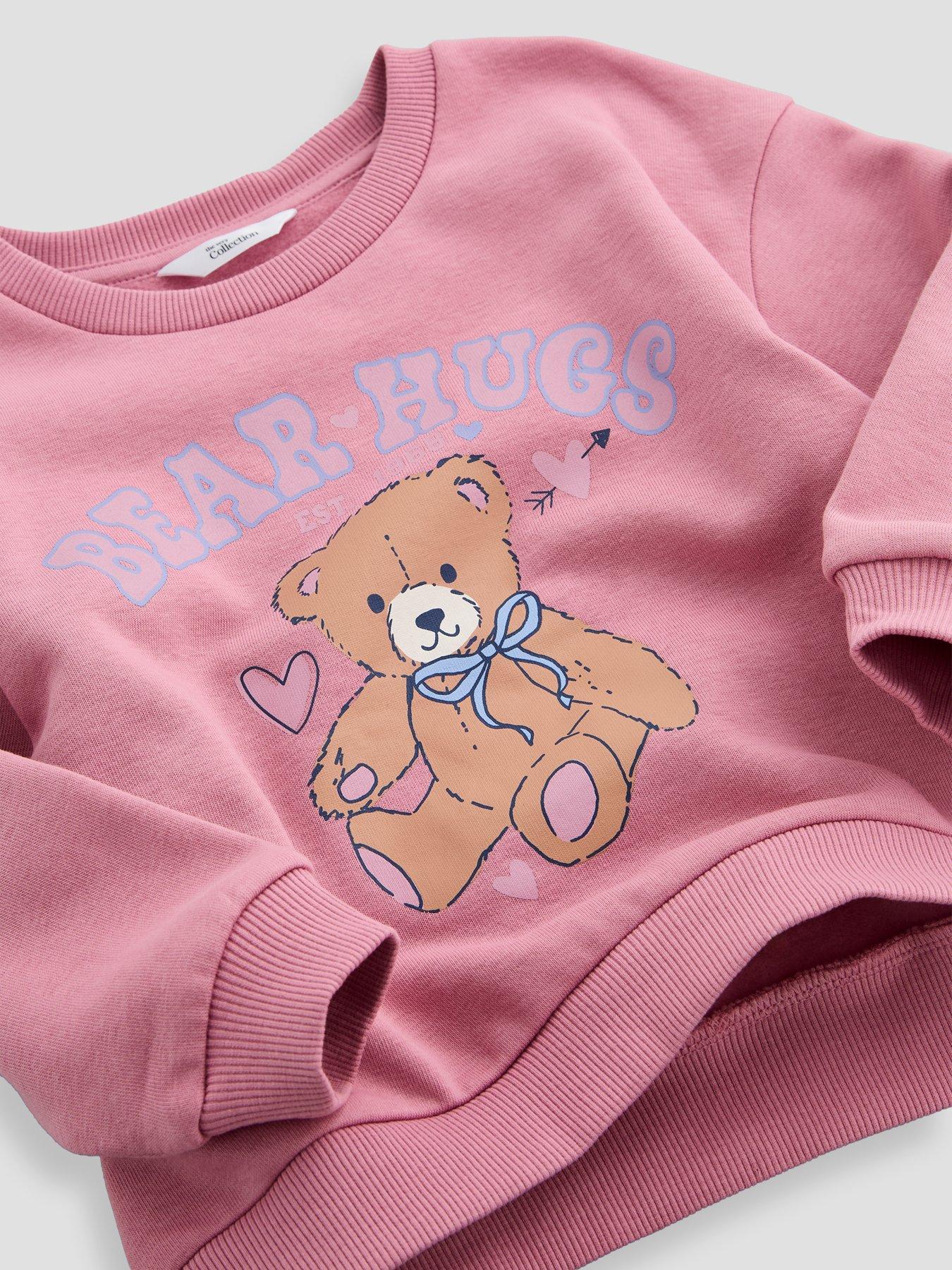 Image 4 of 5 of The Very Collection Girls Teddy Bear Sweat And Jogger Set - Pink