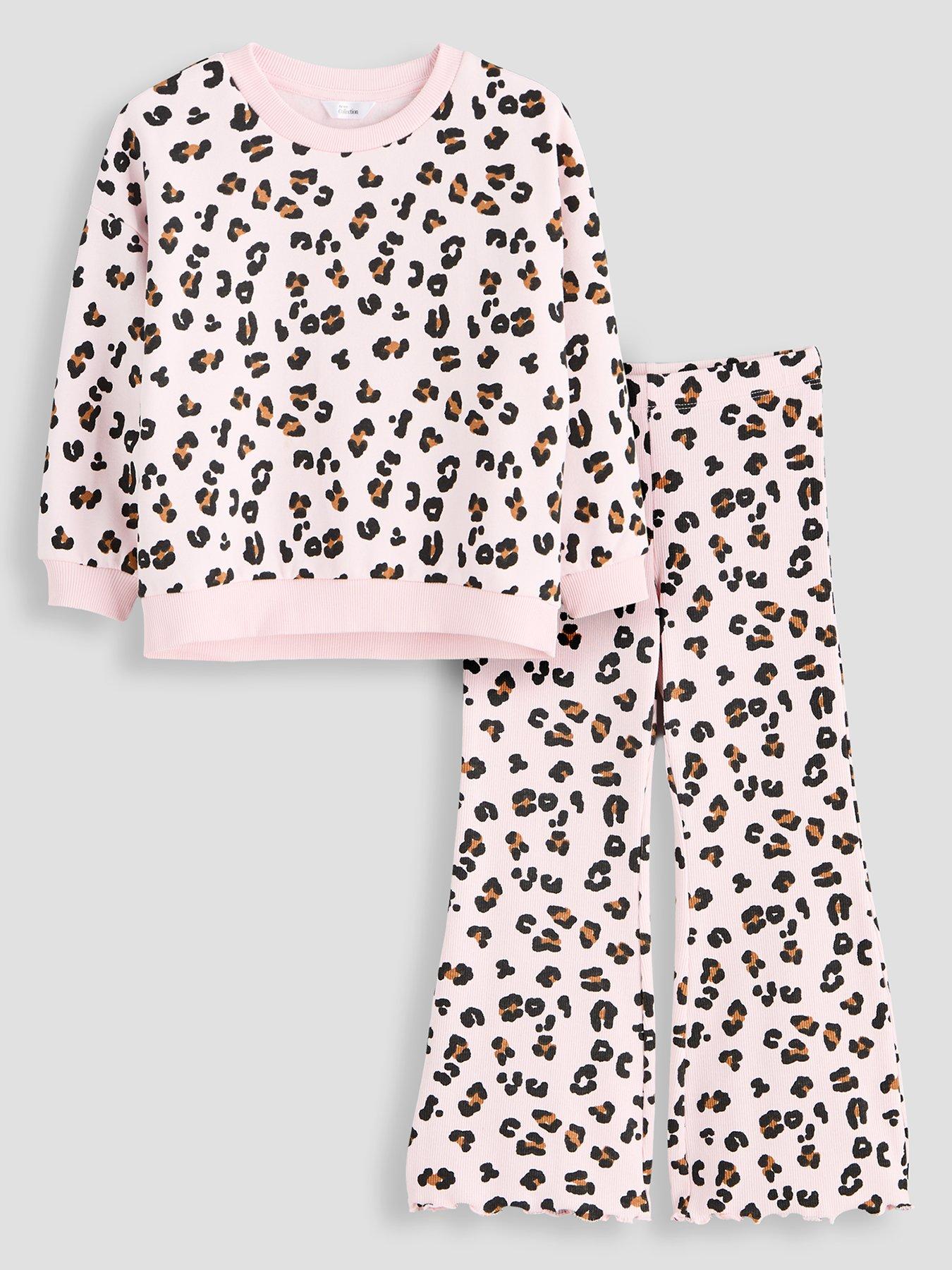 Image 1 of 6 of The Very Collection Girls Leopard Print Sweat And Flare Legging Set (9 months - 7 years) - Print